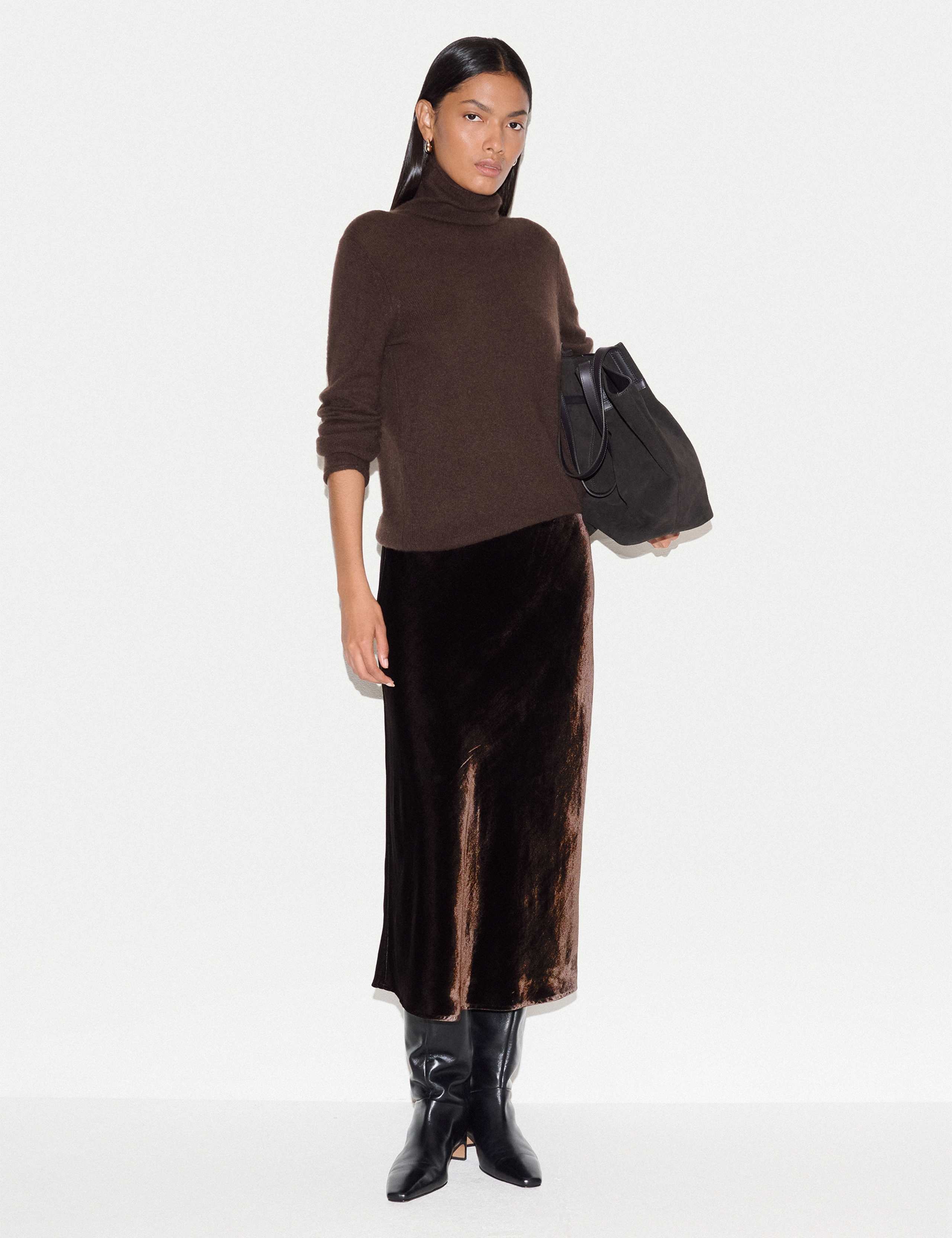 Velvet Midi Slip Skirt 4 of 5