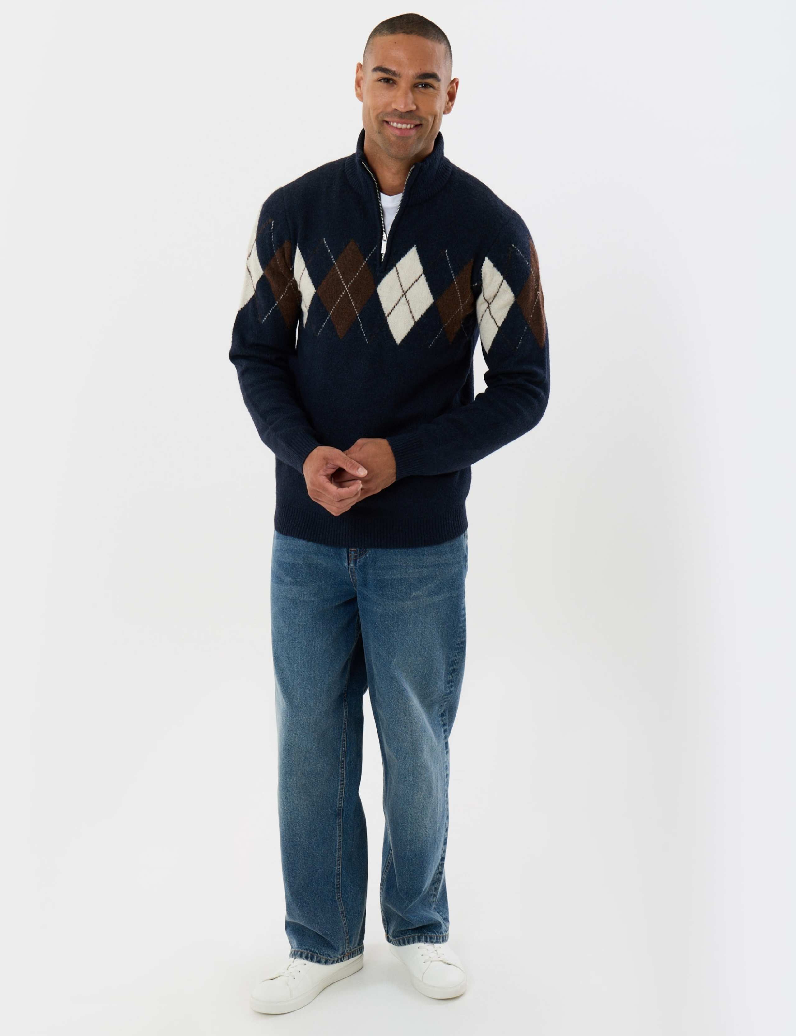 Argyle Quarter Zip Jumper With Wool 3 of 6