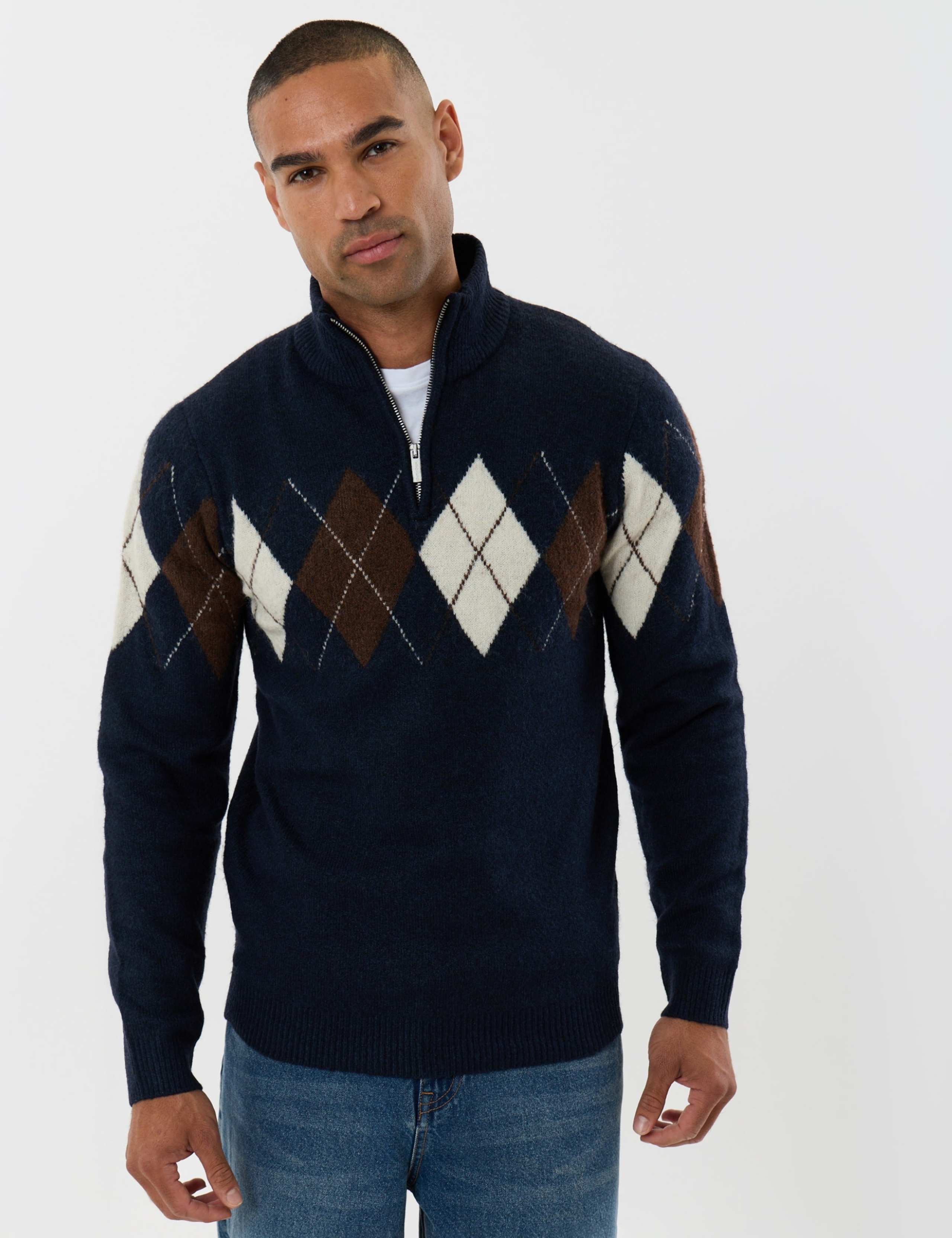 Argyle Quarter Zip Jumper With Wool 4 of 6