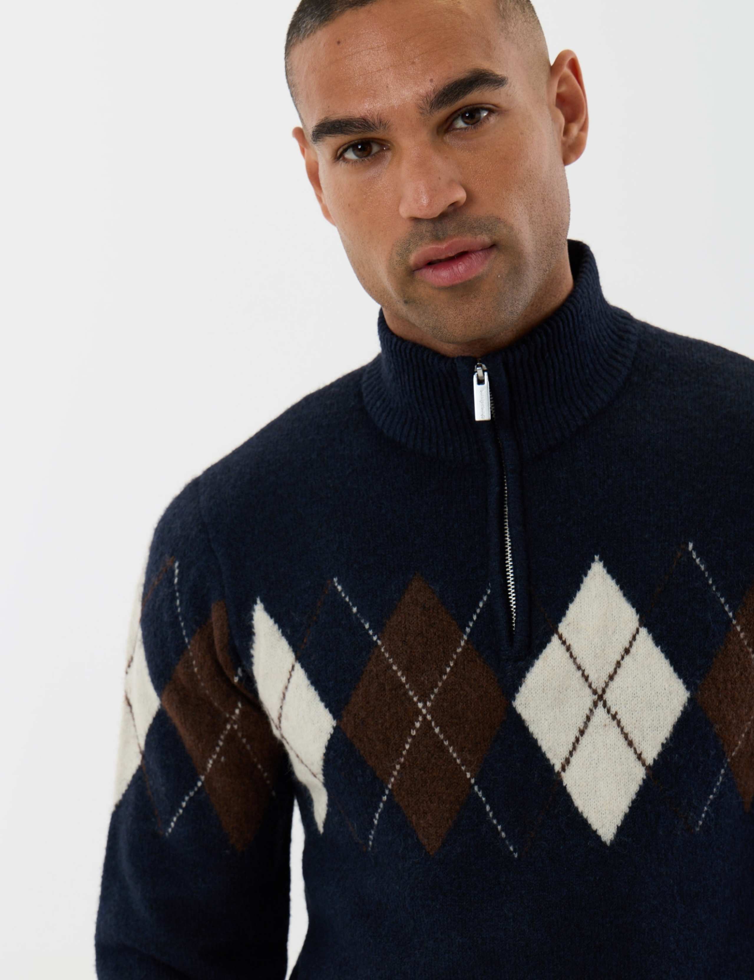 Argyle Quarter Zip Jumper With Wool 6 of 6