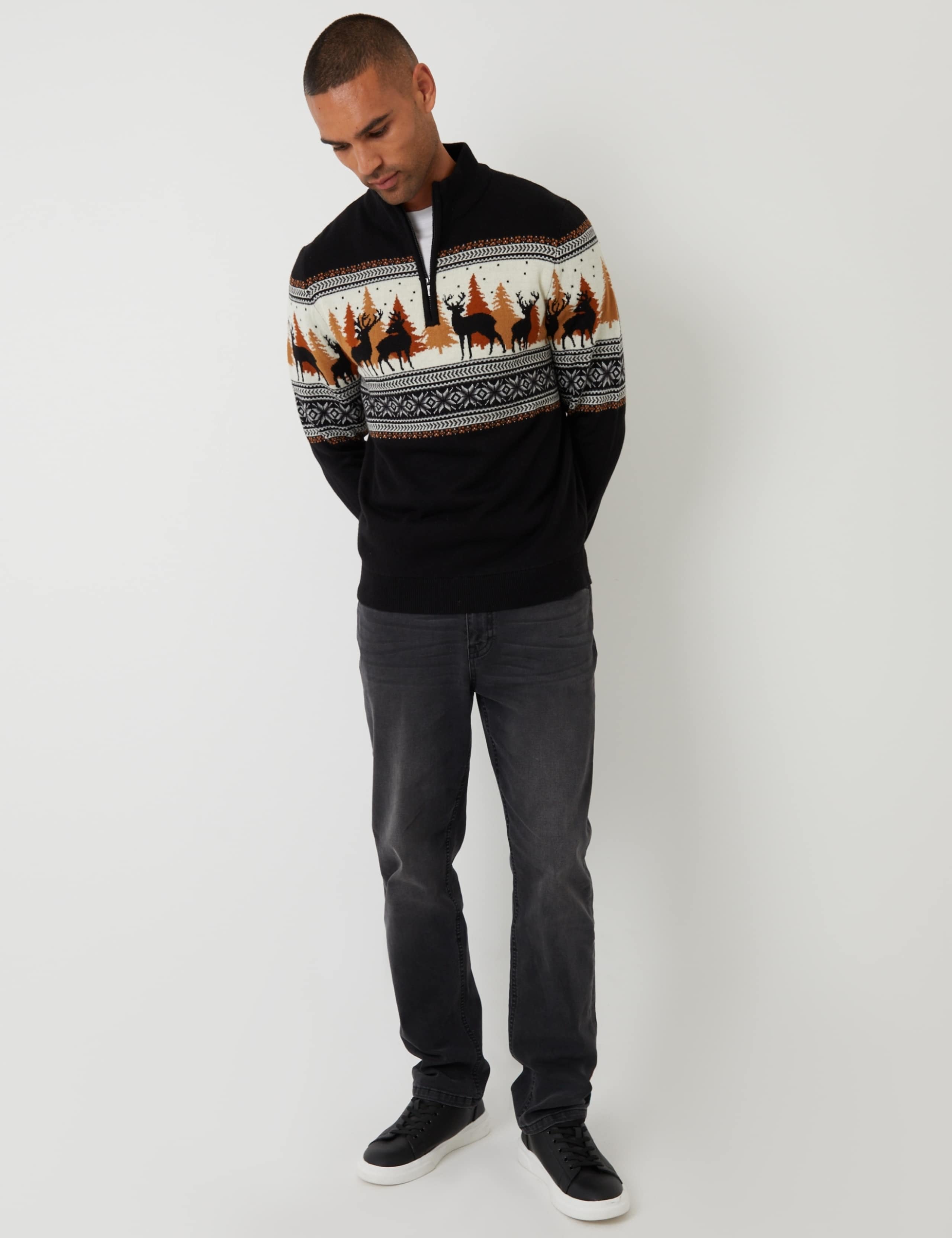 Funnel Neck Quarter Zip Christmas Jumper 3 of 5