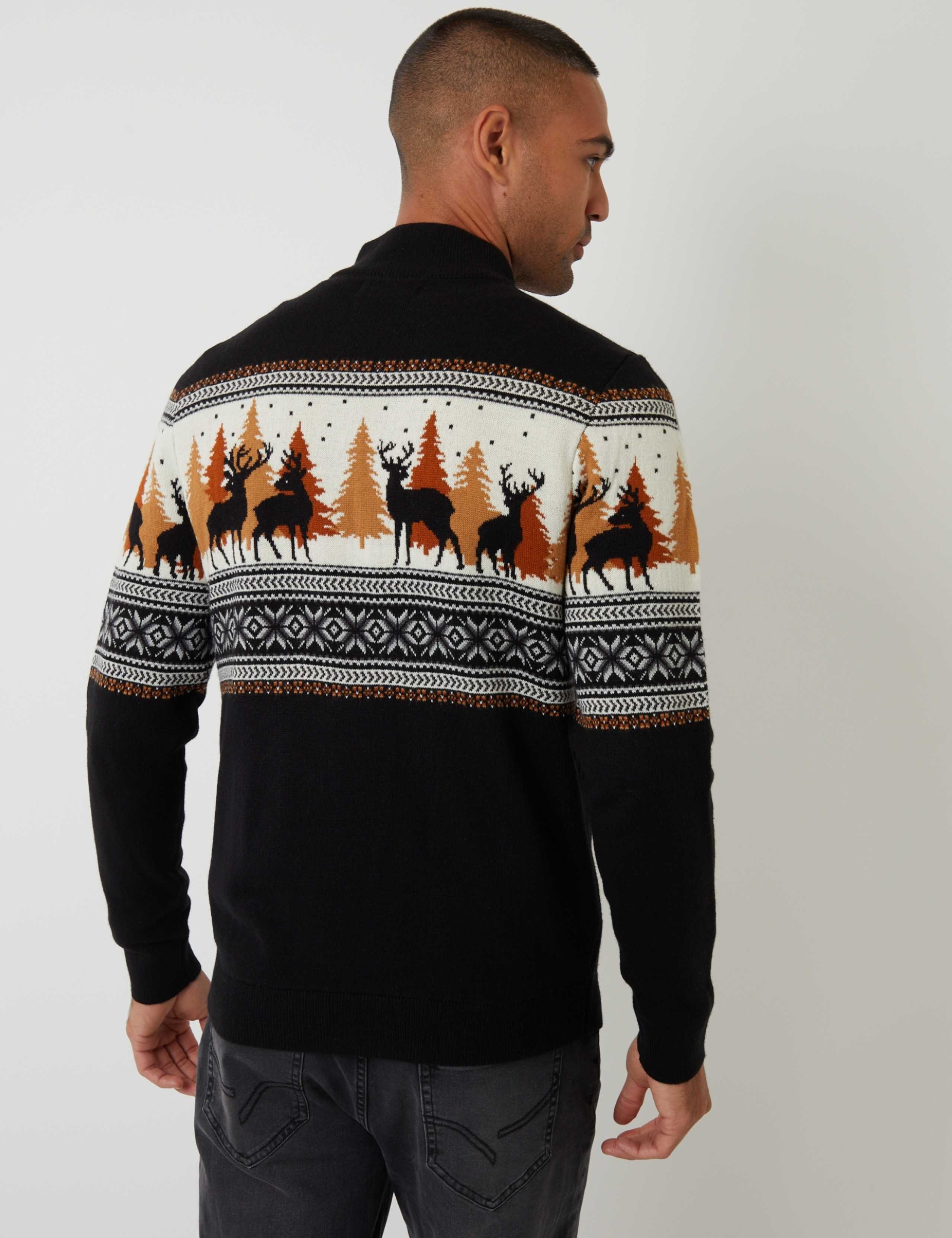 Funnel Neck Quarter Zip Christmas Jumper 4 of 5