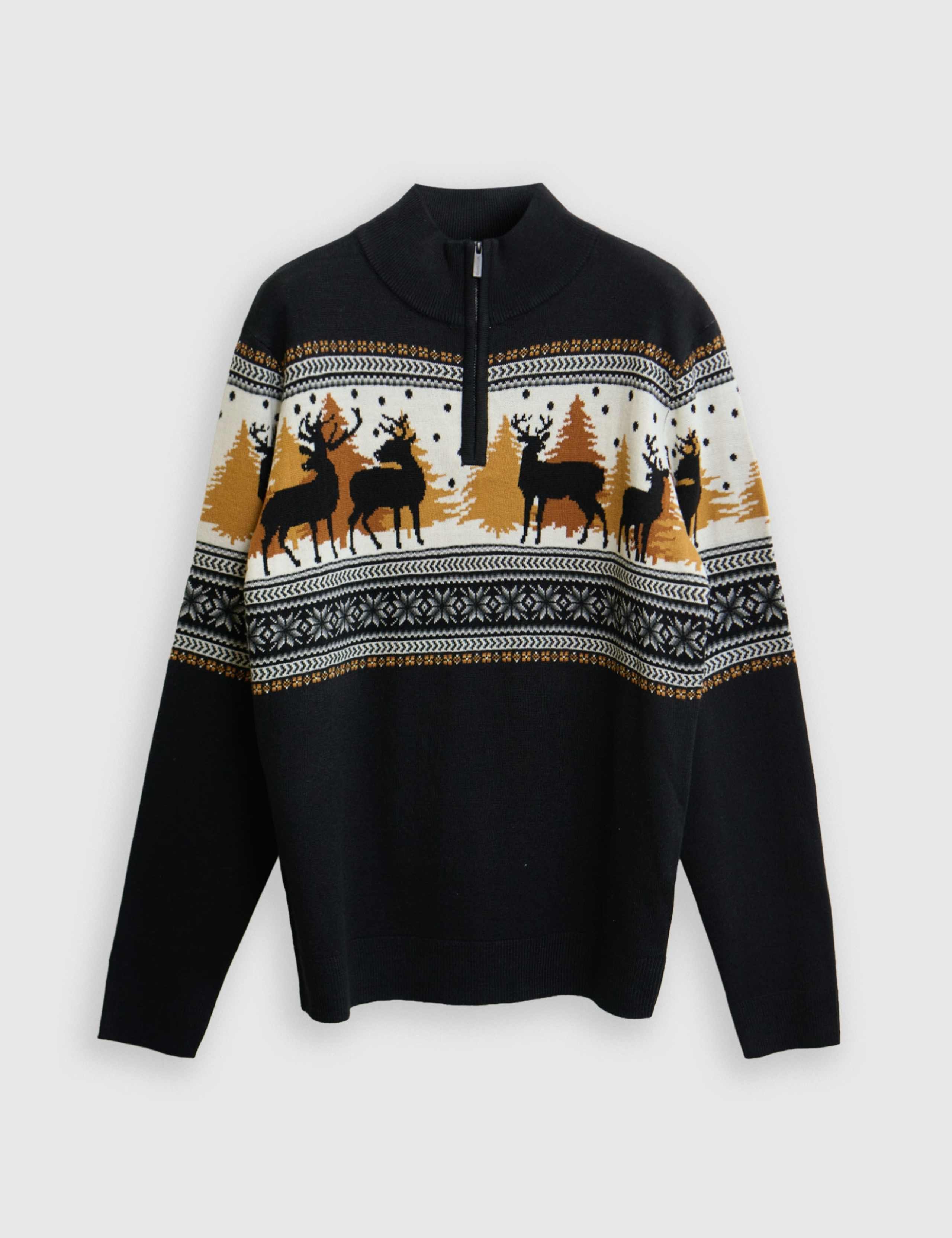 Funnel Neck Quarter Zip Christmas Jumper 2 of 5