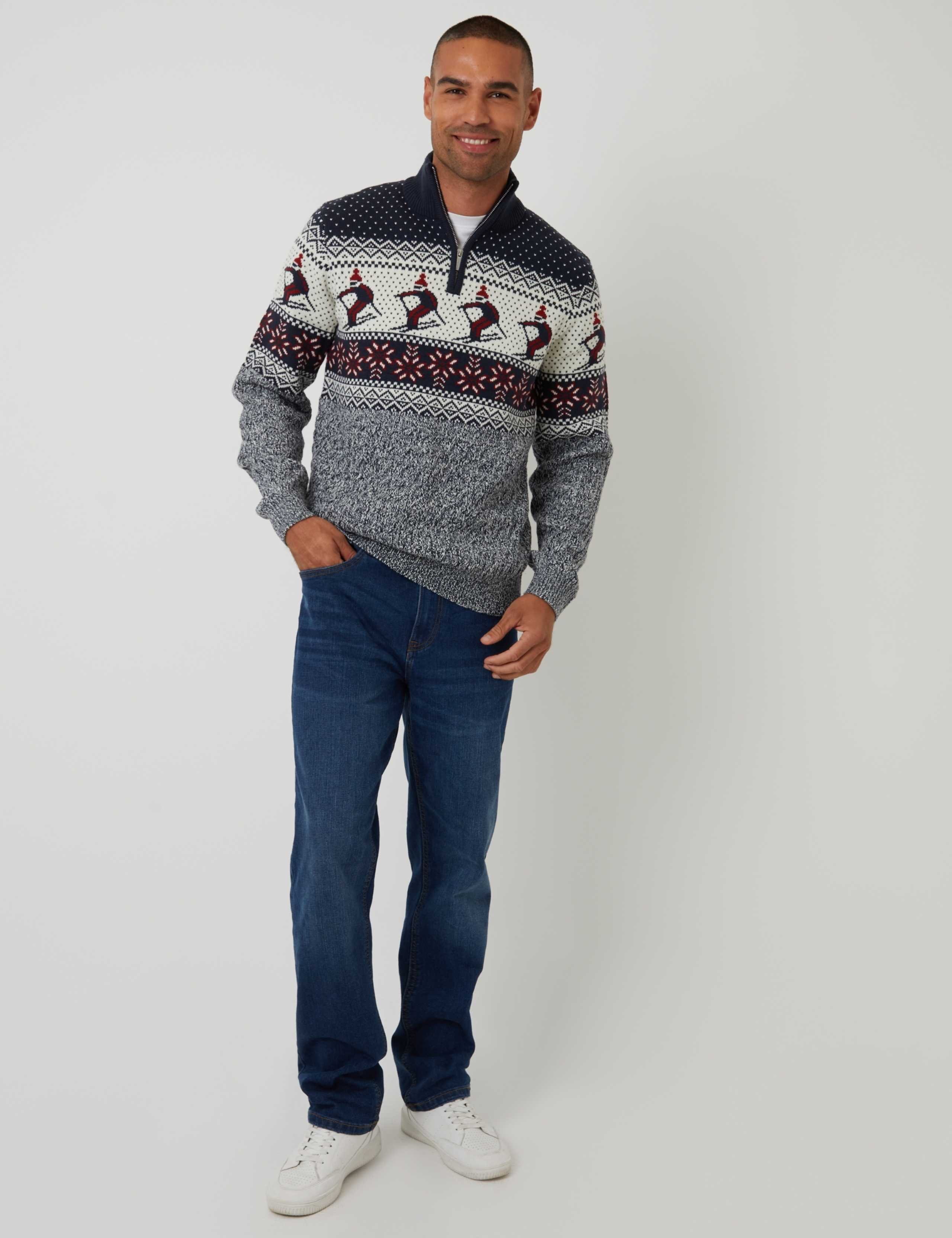 Skiing Christmas Funnel Neck Quarter Zip Jumper 3 of 5