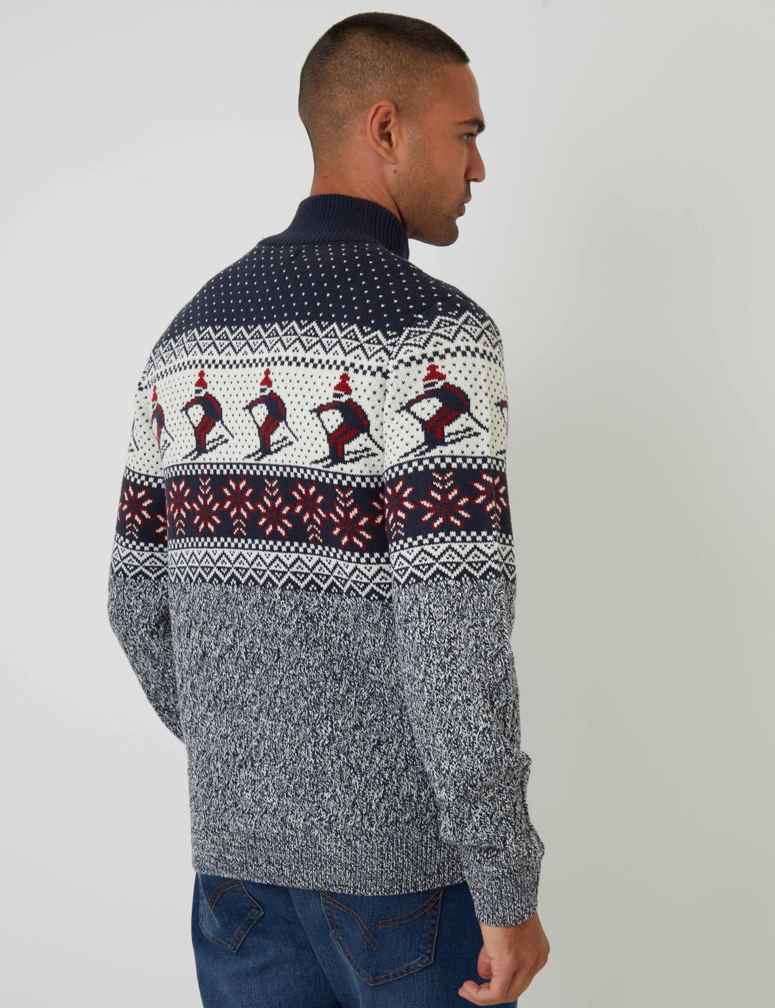 Skiing Christmas Funnel Neck Quarter Zip Jumper 4 of 5