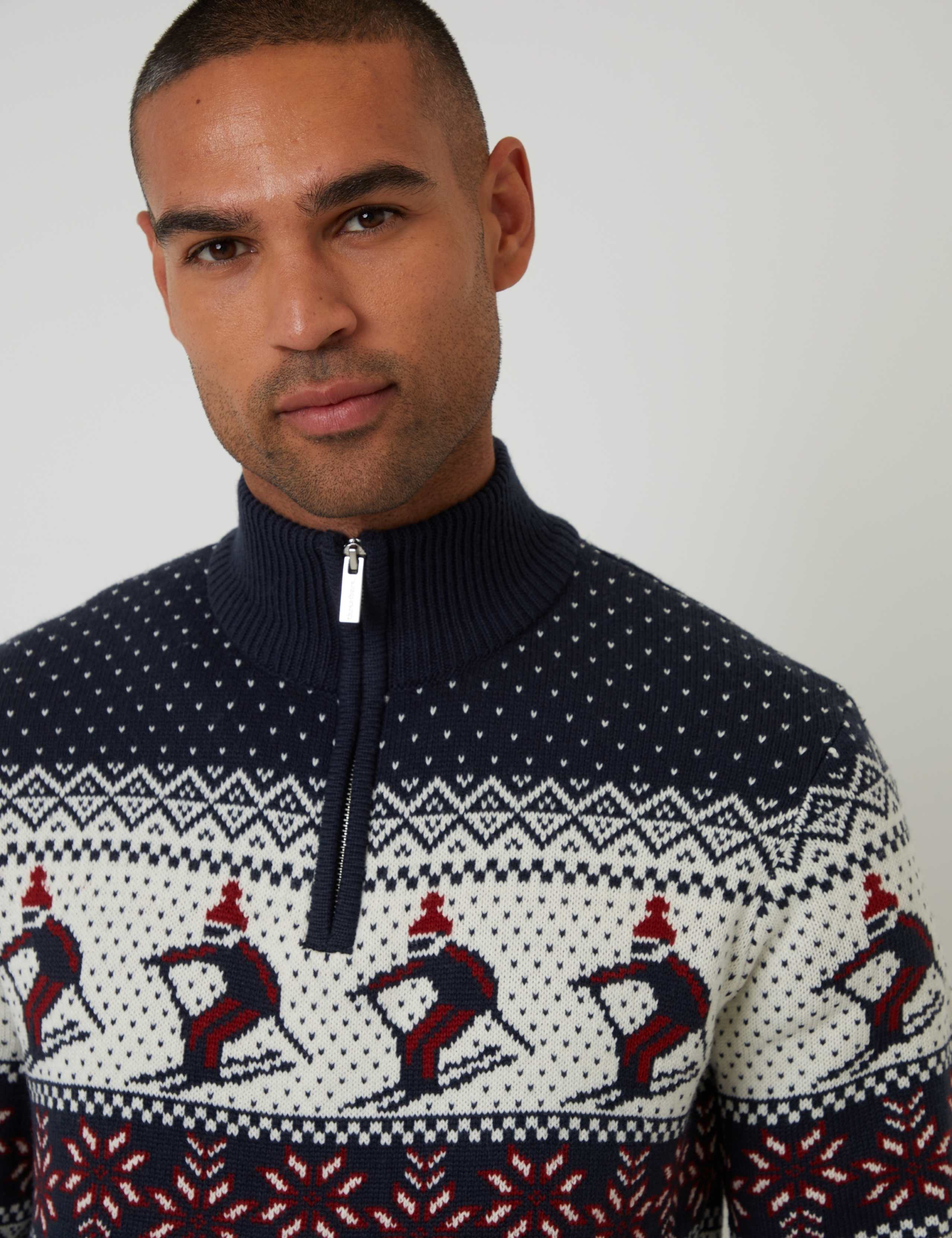 Skiing Christmas Funnel Neck Quarter Zip Jumper 5 of 5