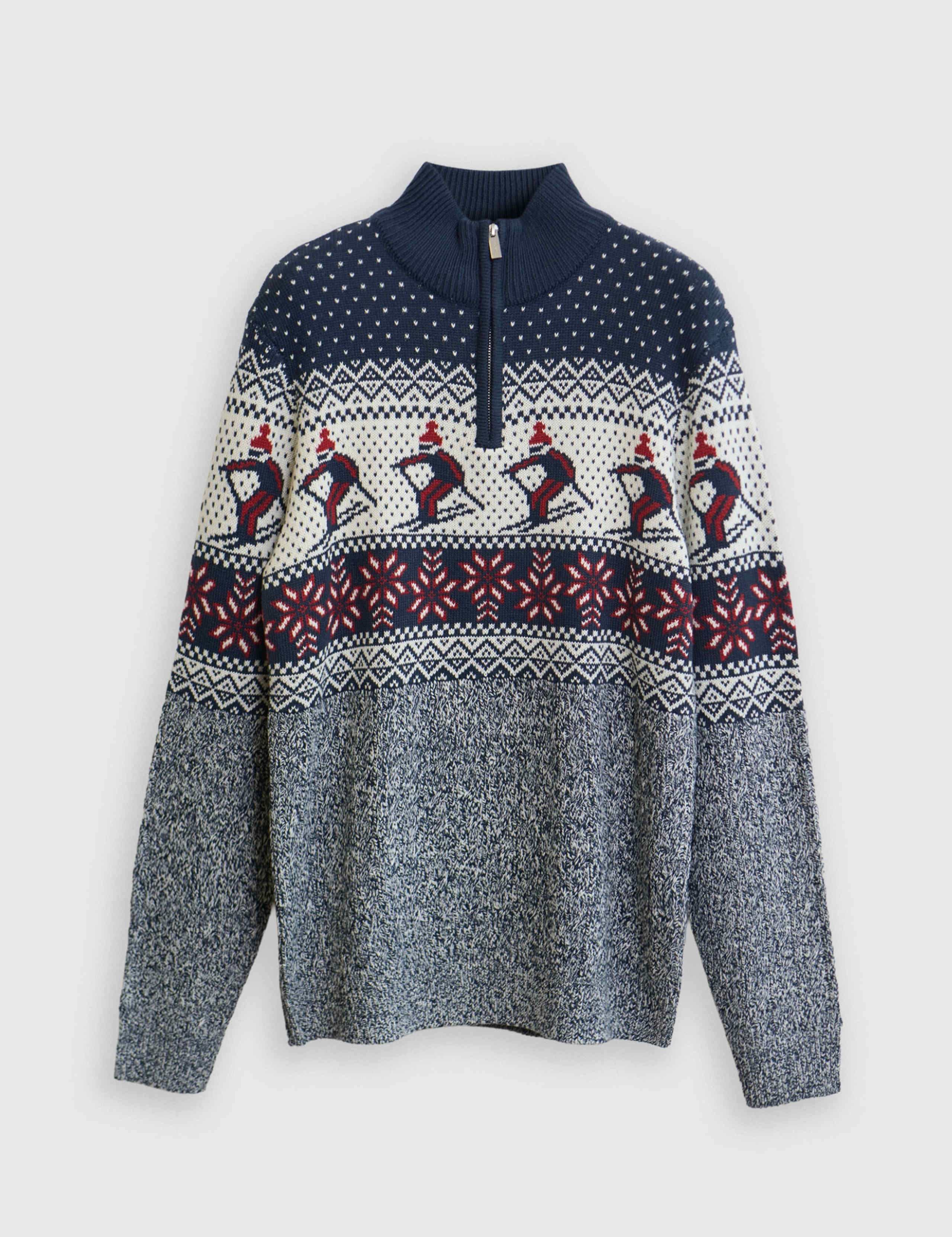 Skiing Christmas Funnel Neck Quarter Zip Jumper 2 of 5