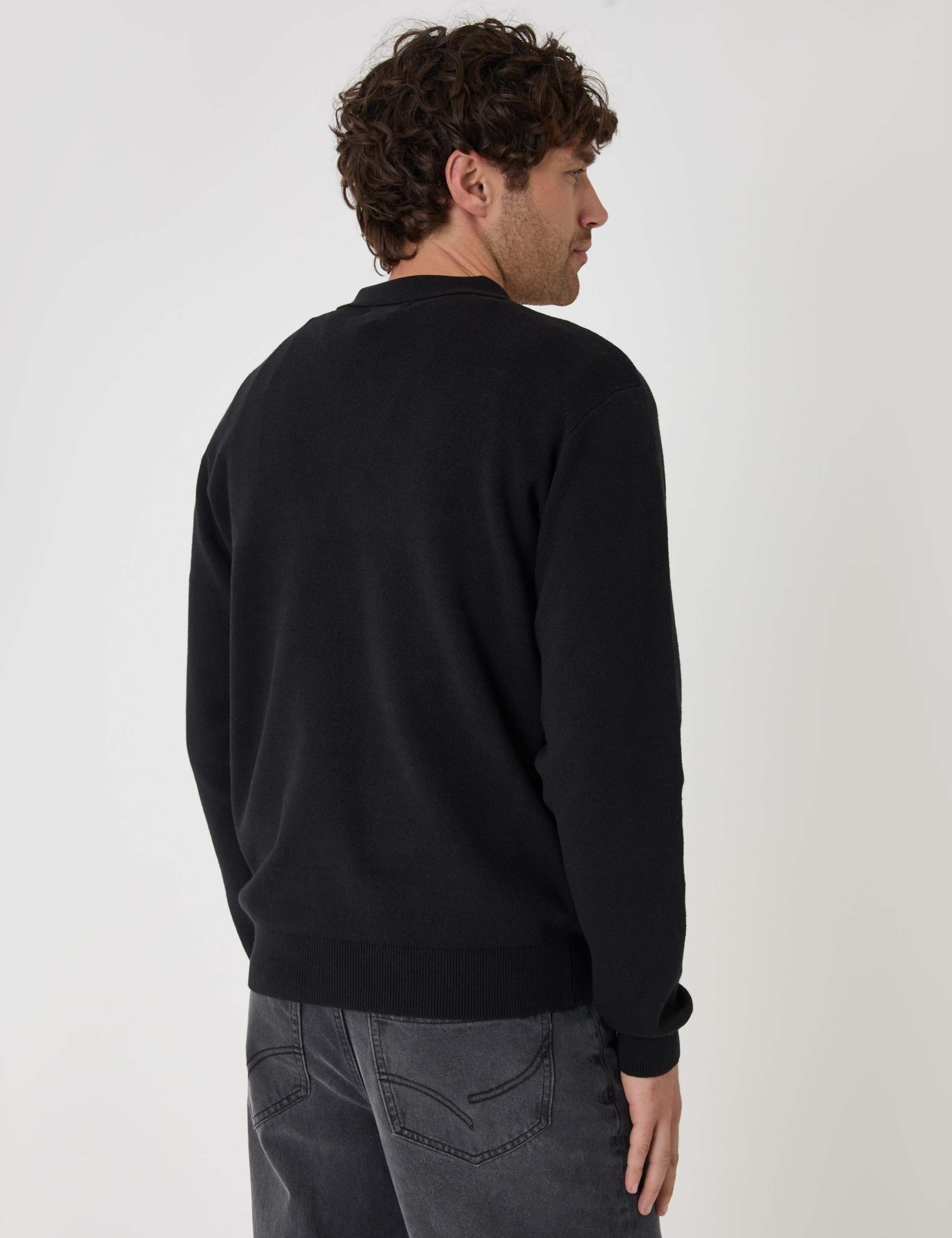 Quarter Zip Cotton Blend Funnel Neck Jumper 4 of 5