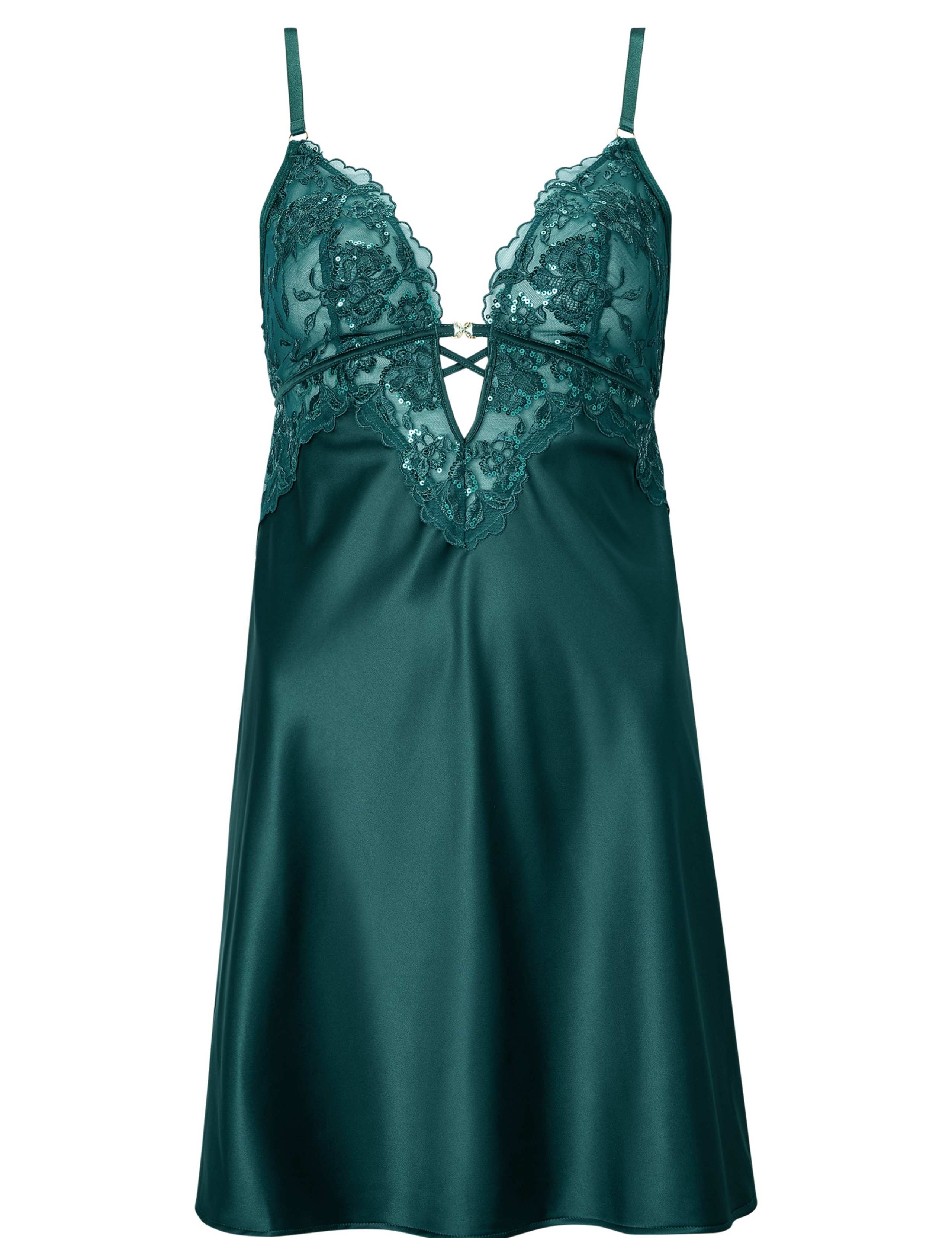 Lace Trim Embroidered Chemise 2 of 5