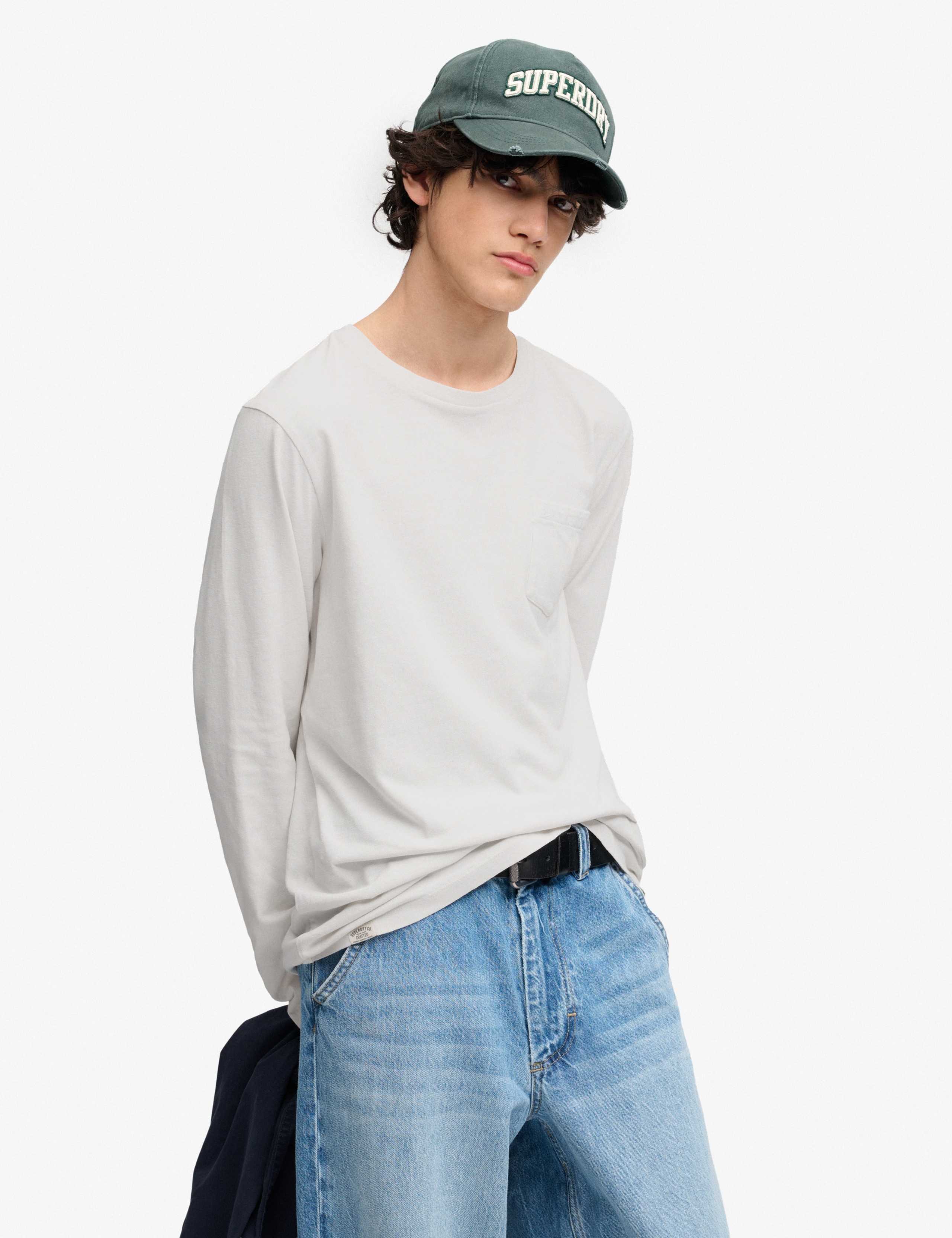 Cotton Rich Long Sleeve T-Shirt With Linen 1 of 7