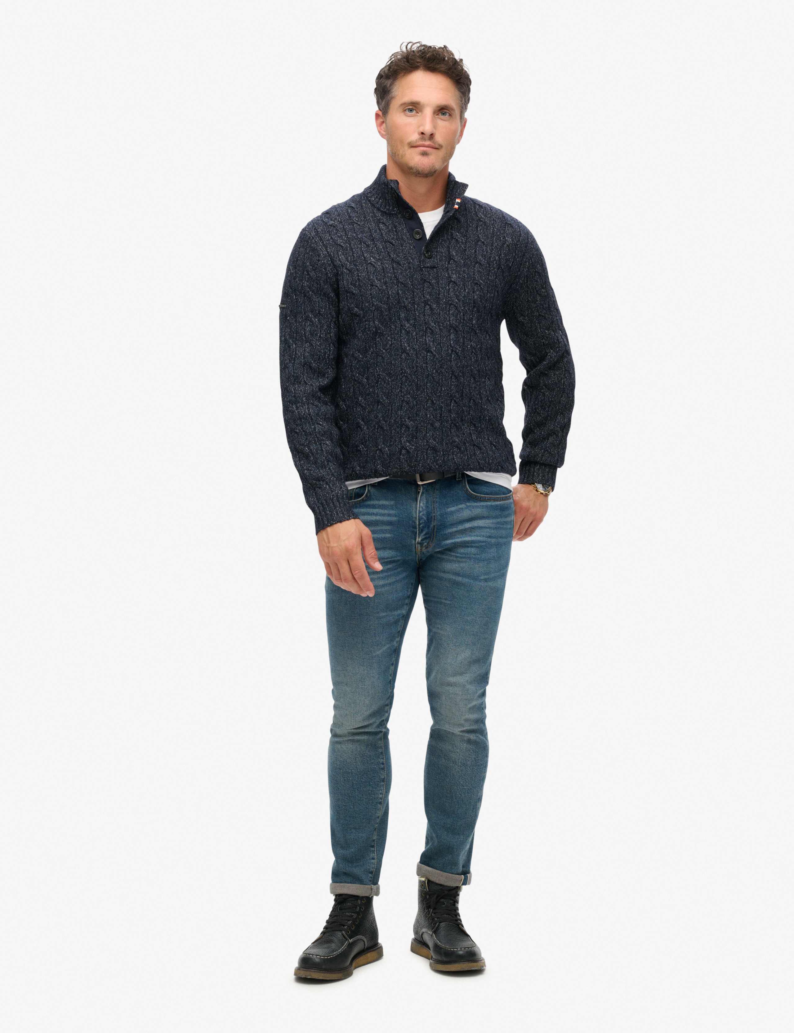 Cable Button Neck Jumper 2 of 5