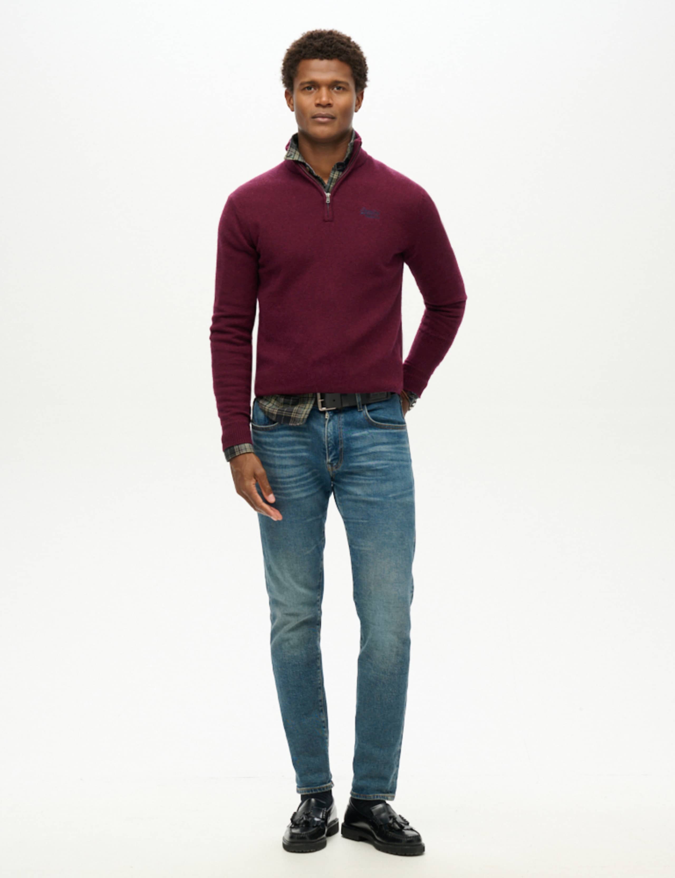 Wool Blend Cable V-Neck Half Zip Jumper 2 of 7