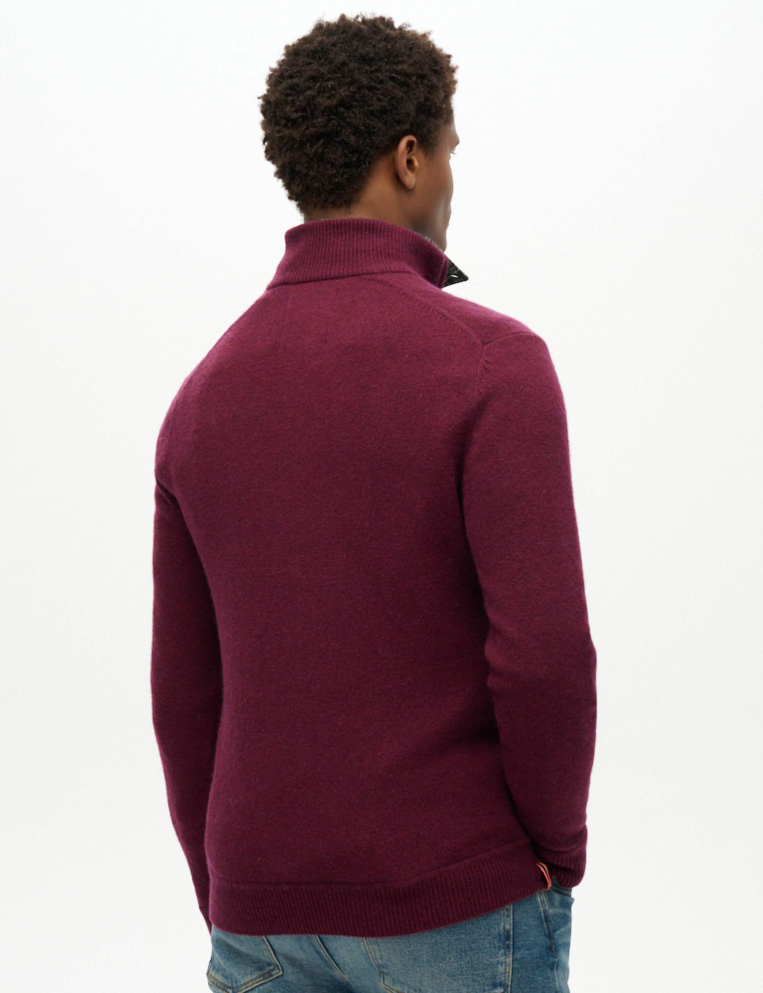 Wool Blend Cable V-Neck Half Zip Jumper 3 of 7