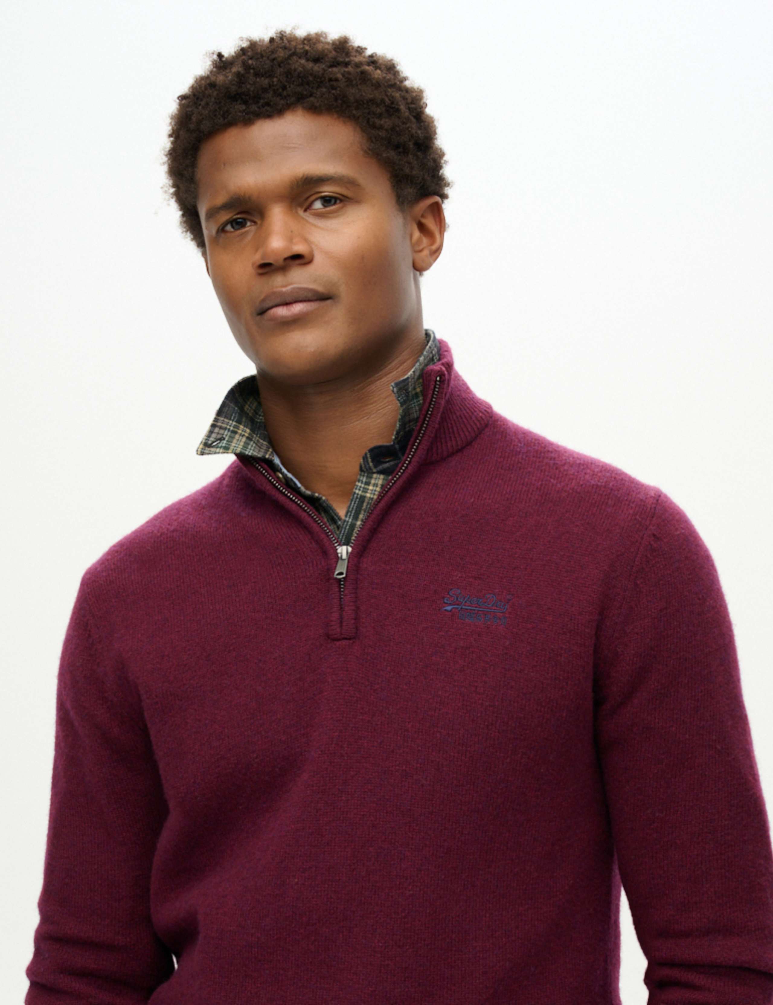 Wool Blend Cable V-Neck Half Zip Jumper 4 of 7