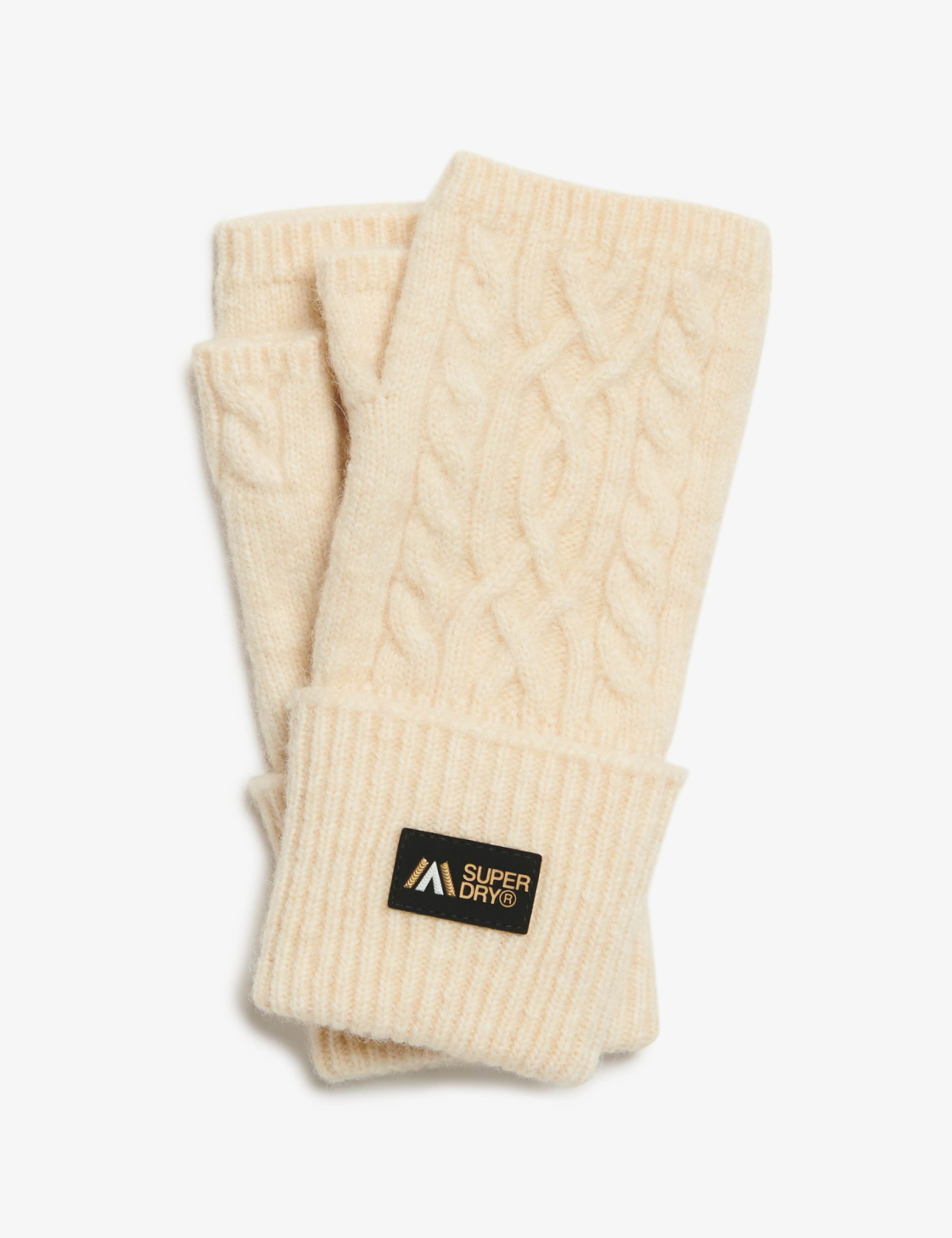 Cable Knit Handwarmer Gloves with Wool 2 of 3
