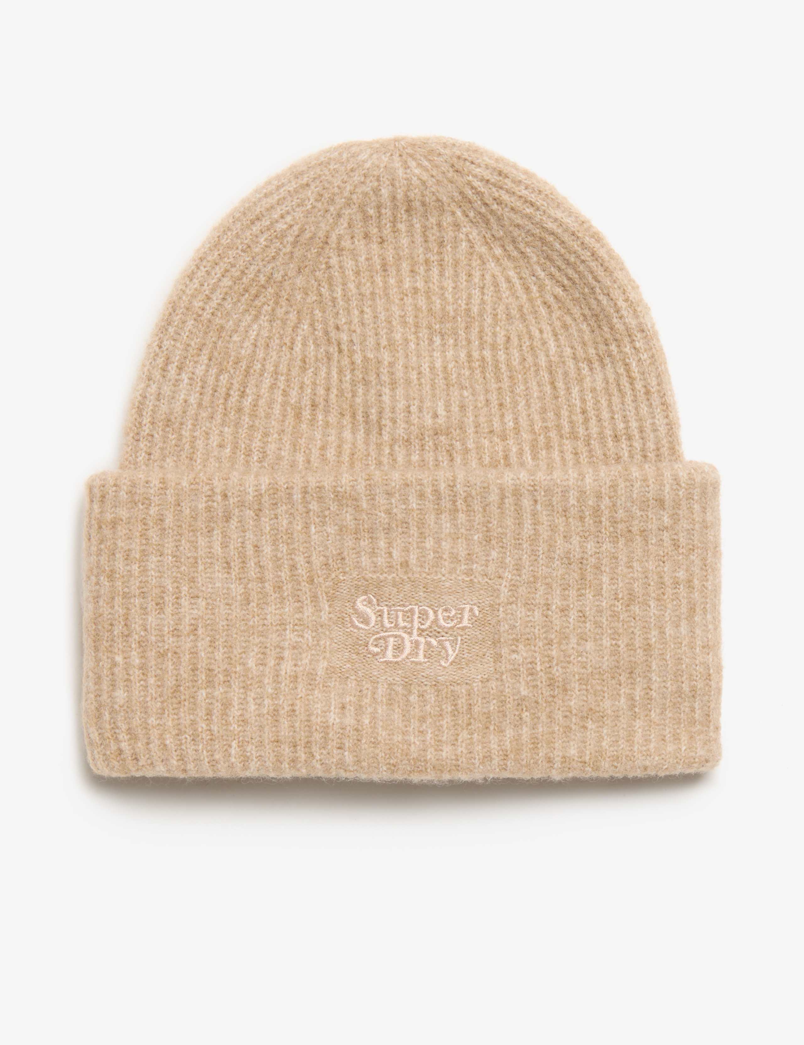 Rib Knitted Beanie Hat with Wool 1 of 3