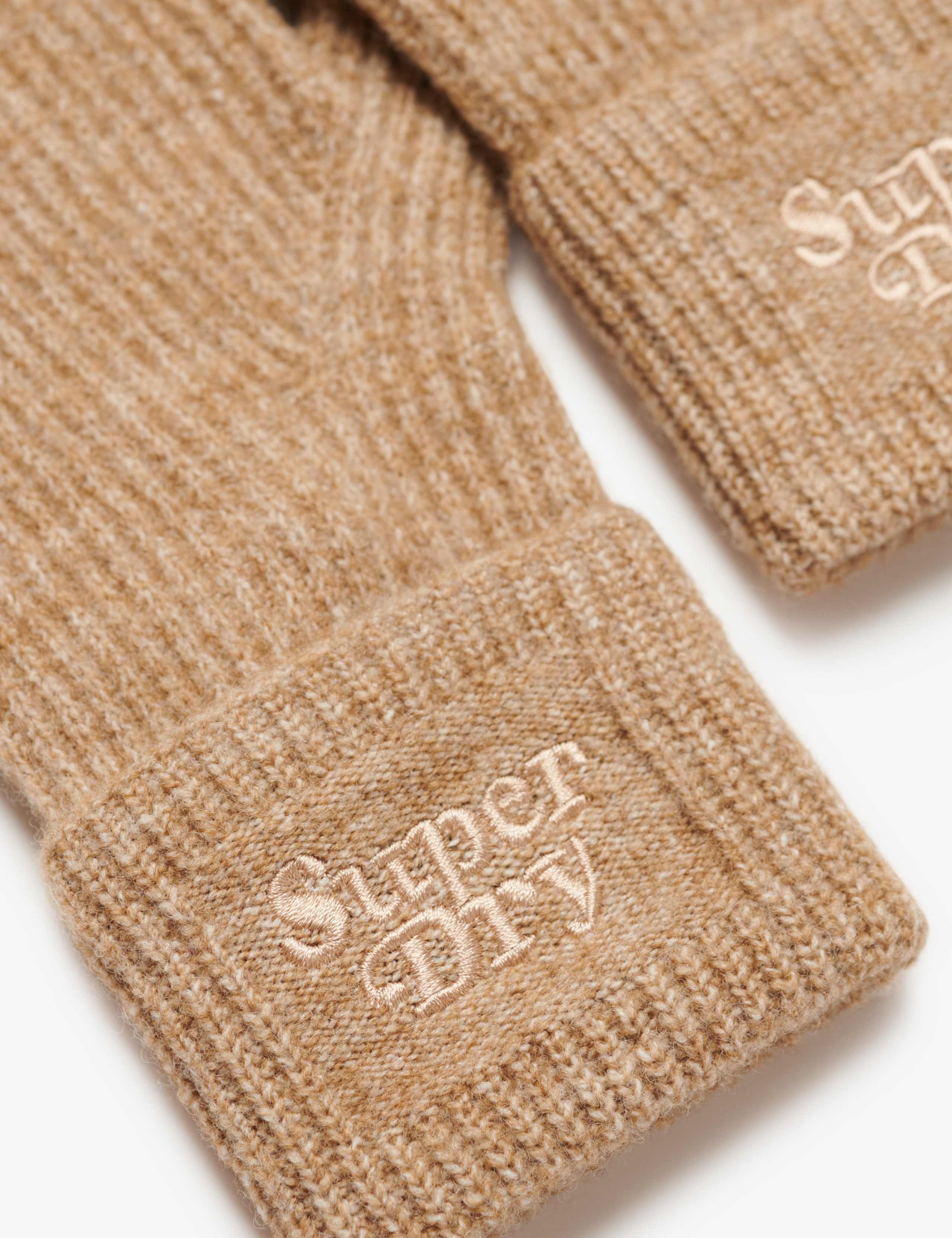 Knitted Ribbed Gloves with Wool 3 of 3