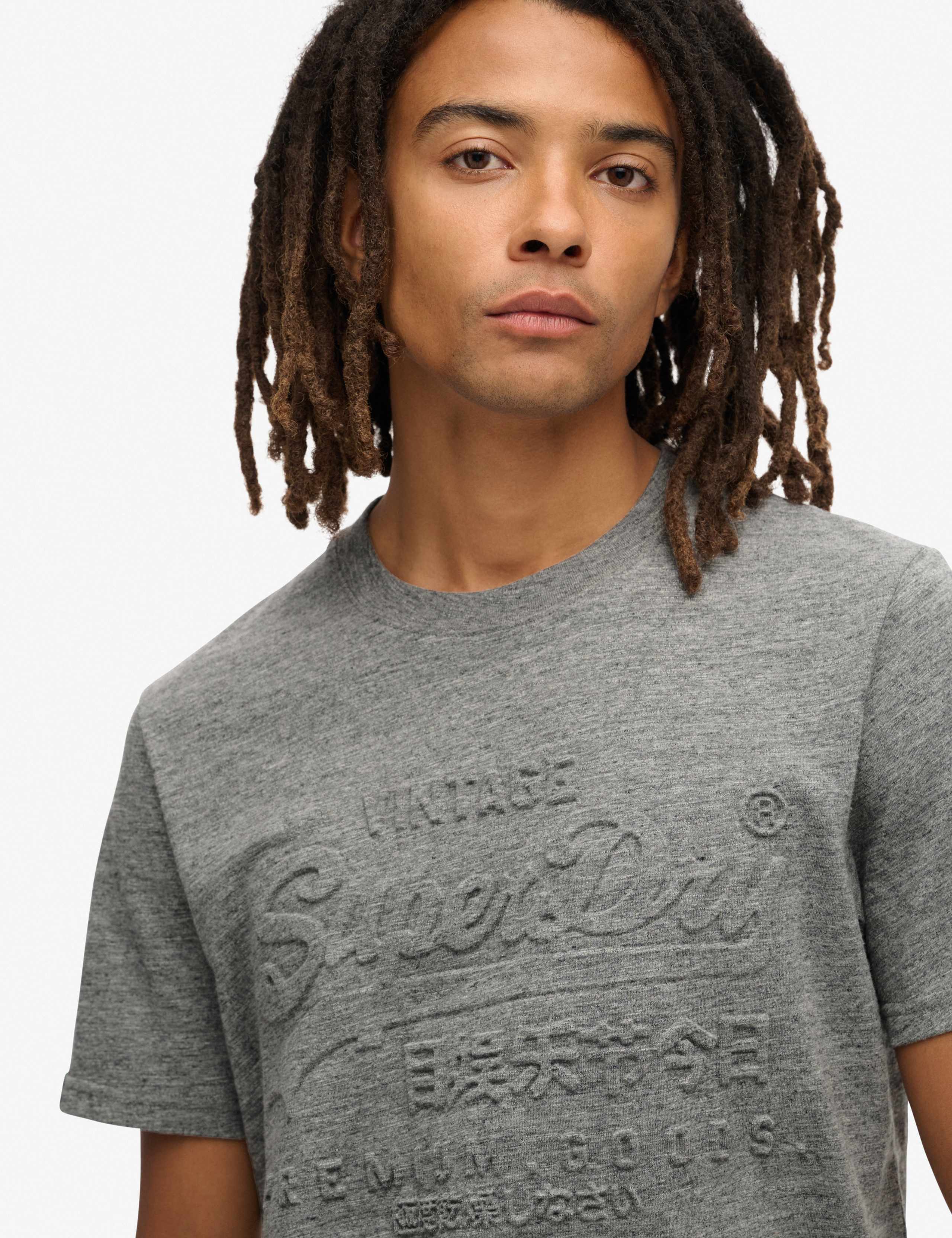 Cotton Rich Embossed Graphic Crew Neck T-Shirt 2 of 6