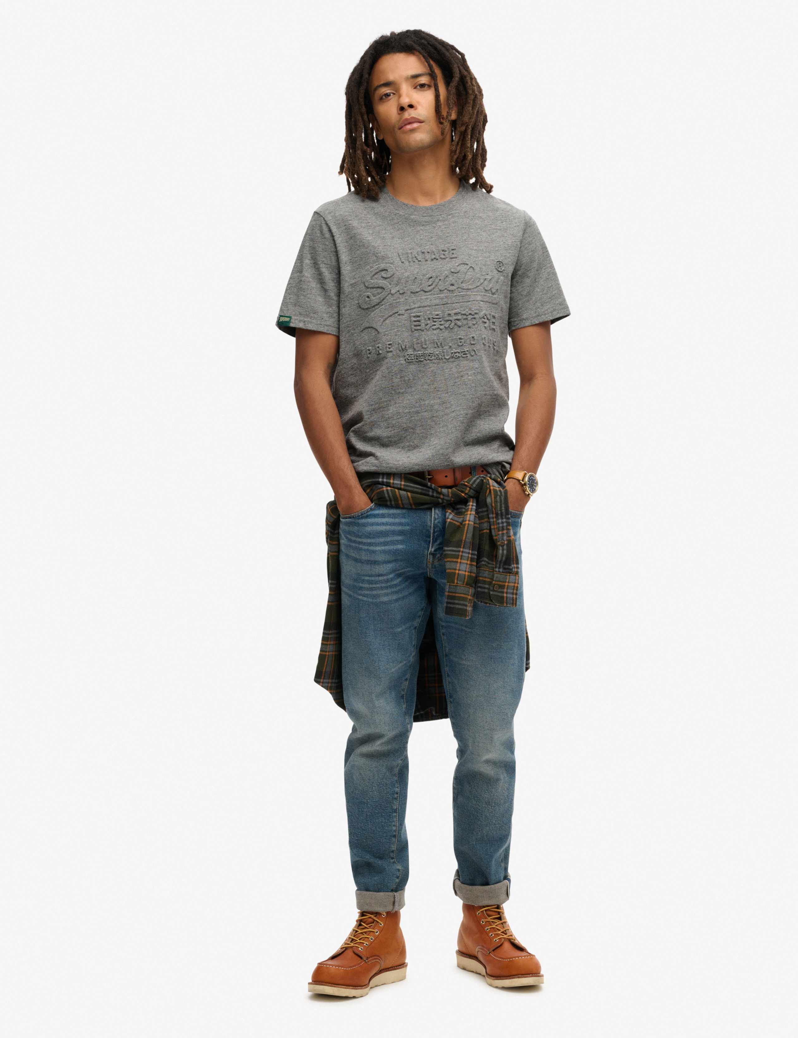 Cotton Rich Embossed Graphic Crew Neck T-Shirt 4 of 6