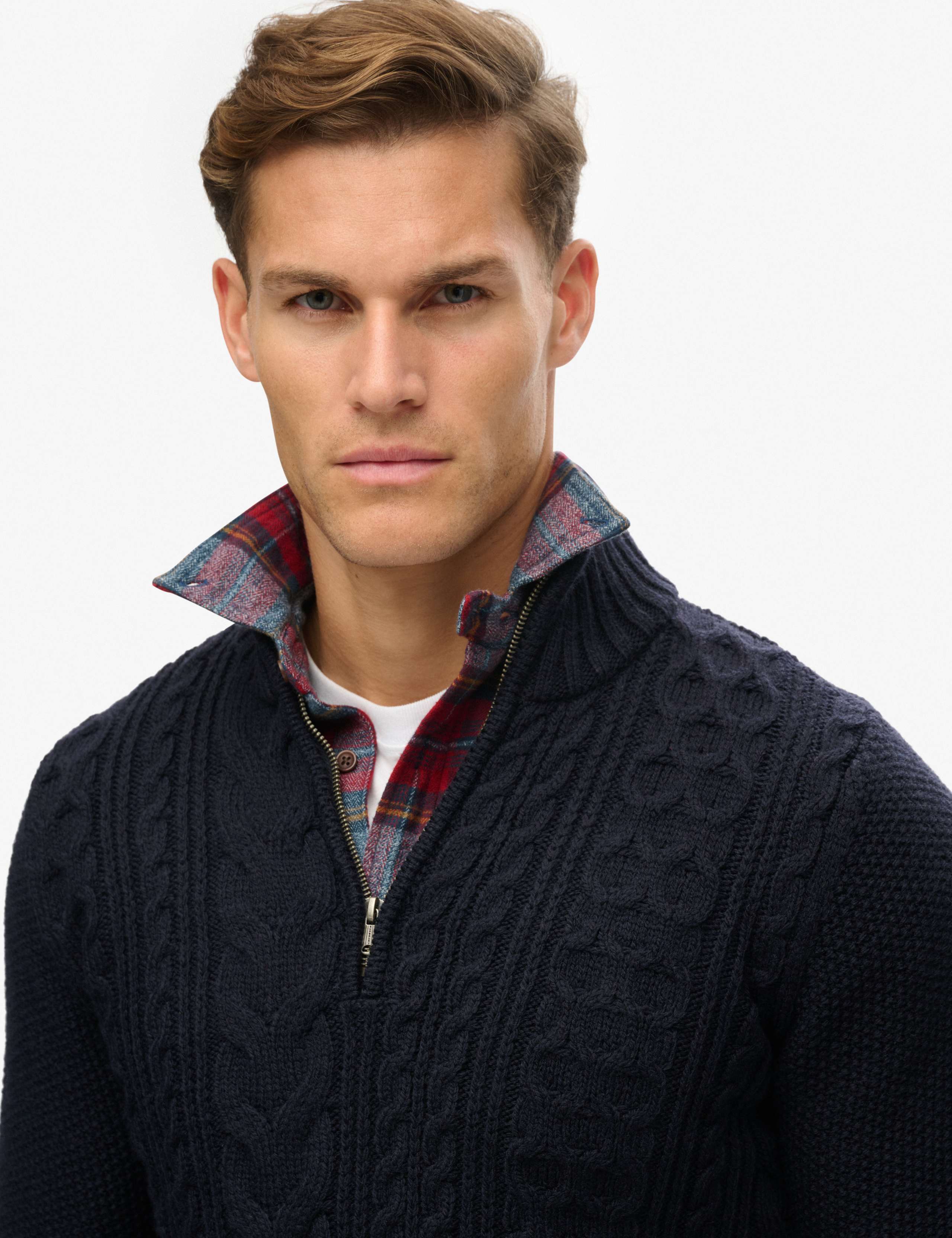 Wool Blend Cable Knit Half Zip Jumper 3 of 5