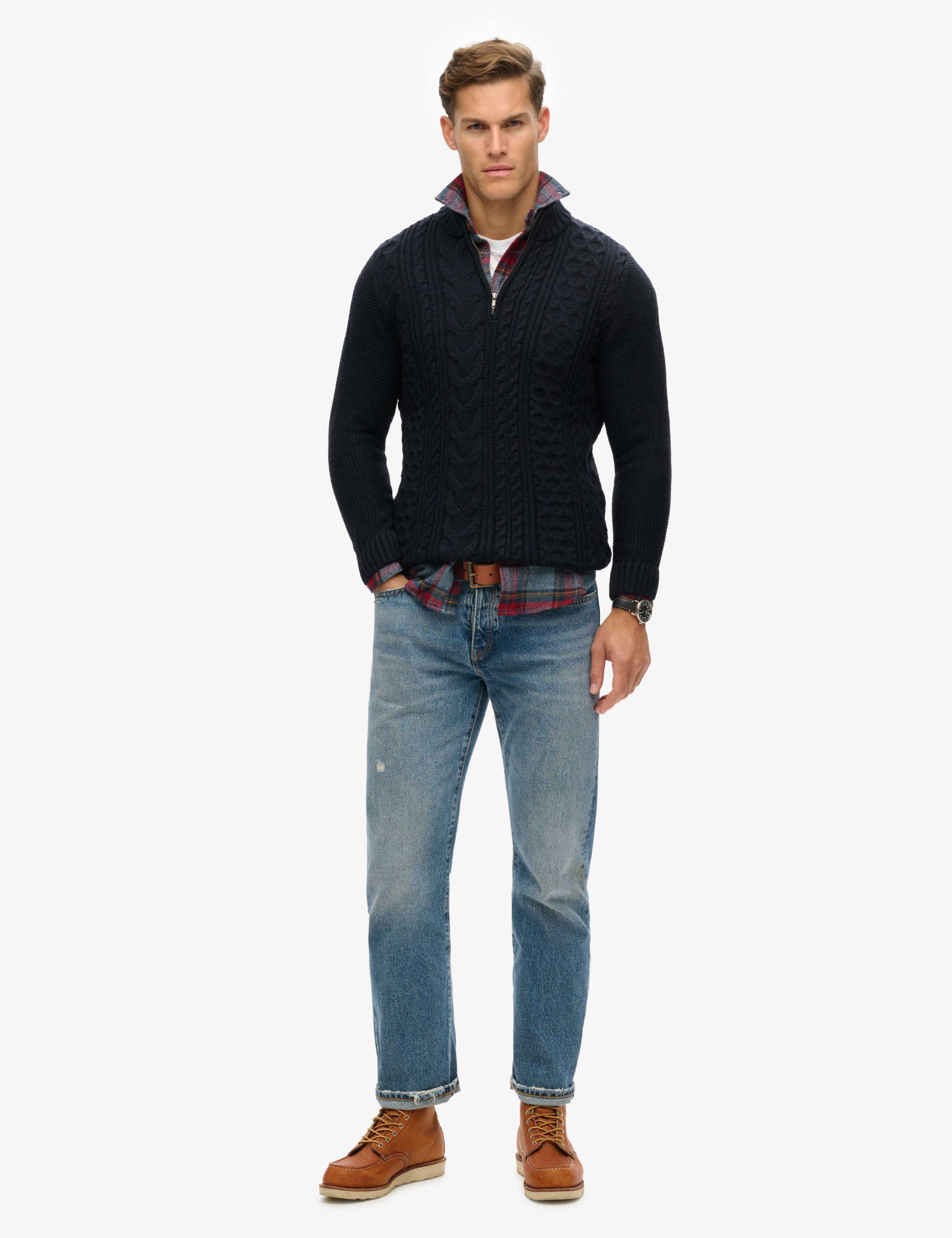 Wool Blend Cable Knit Half Zip Jumper 5 of 5