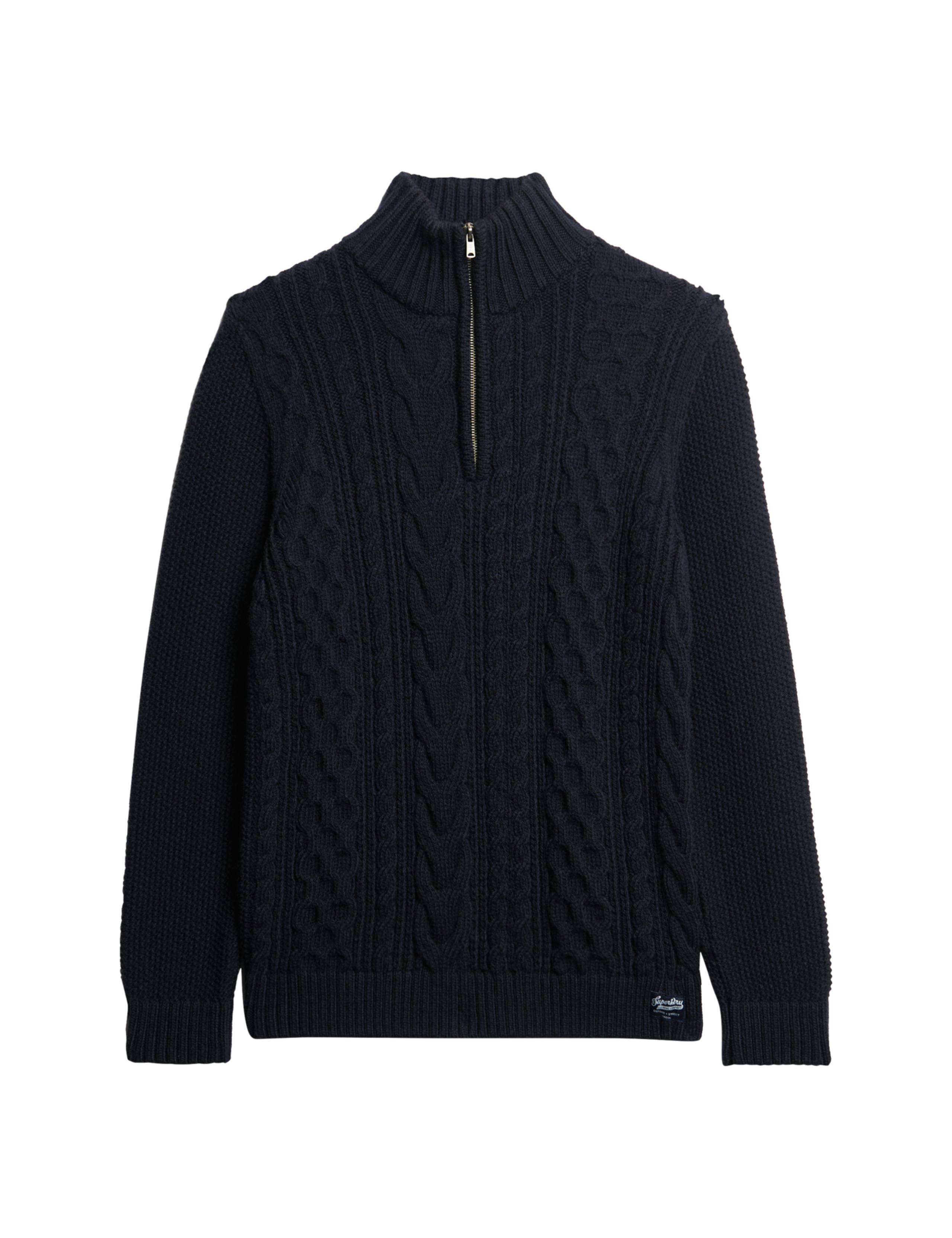 Wool Blend Cable Knit Half Zip Jumper 2 of 5