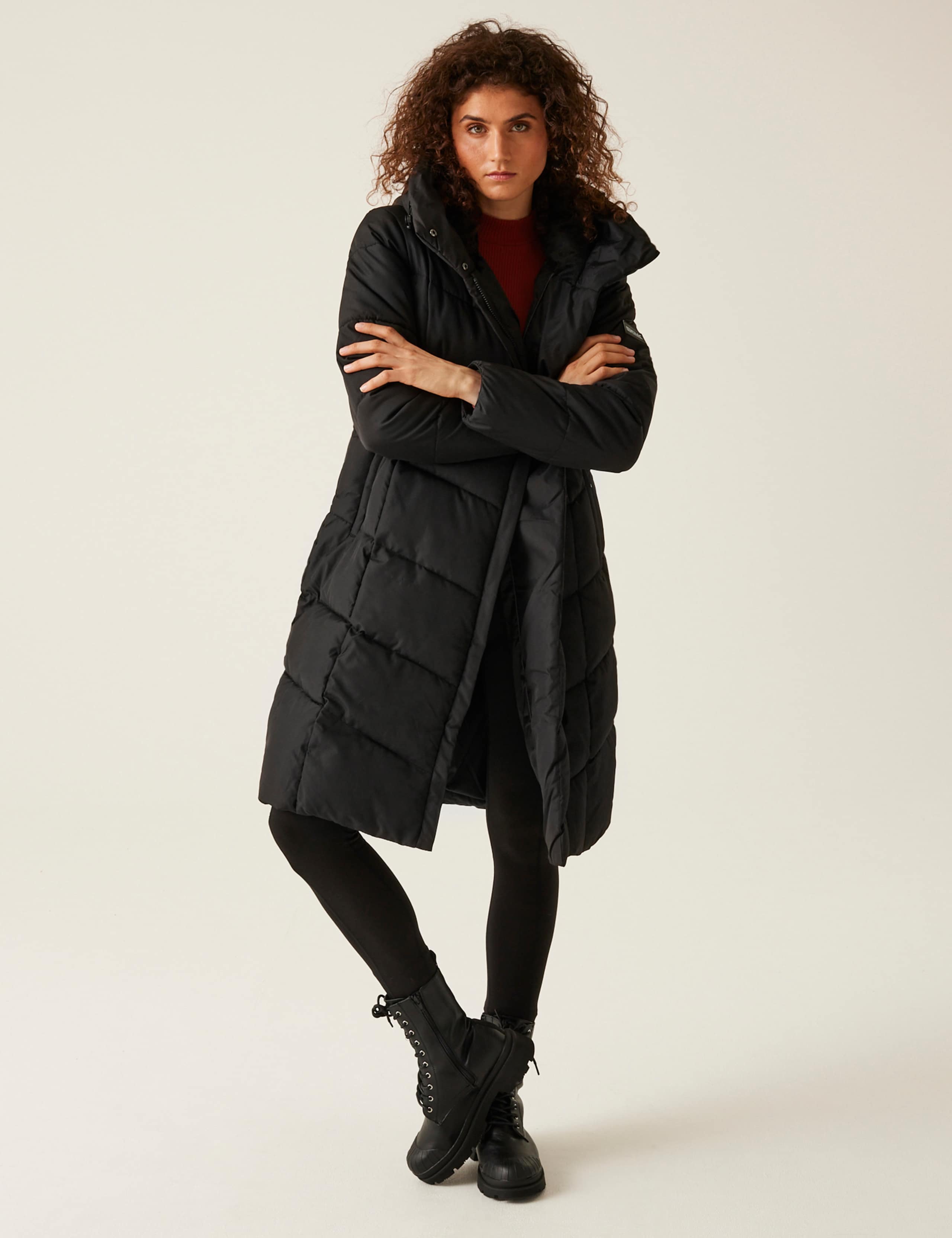 Nurie Hooded Quilted Padded Longline Coat 3 of 7