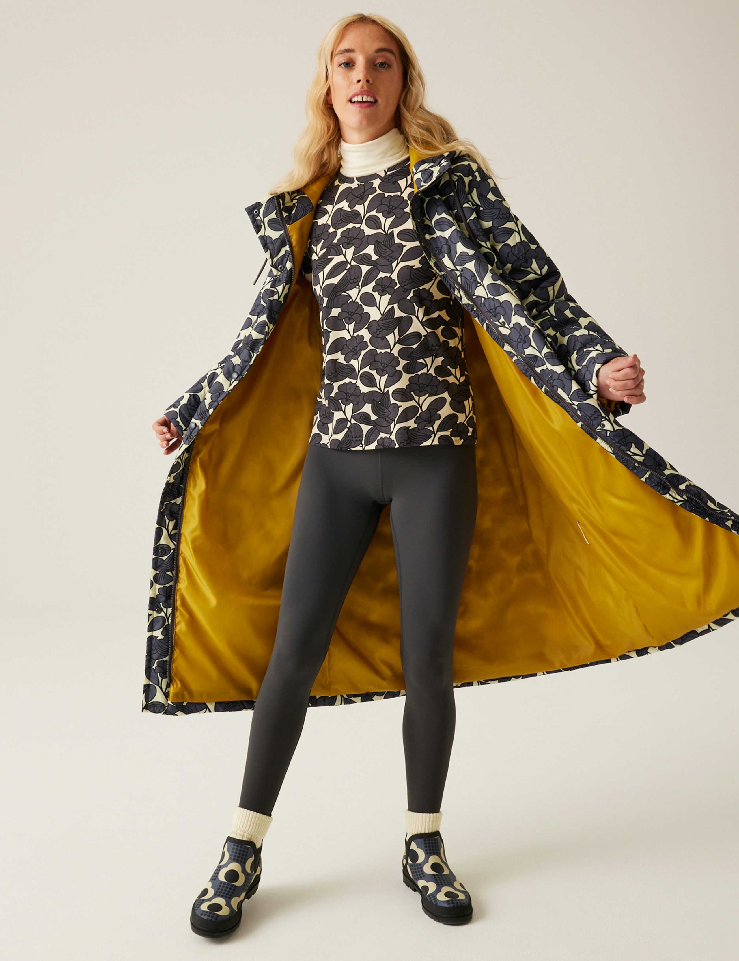 Orla Kiely Quilted Hooded Longline Coat 3 of 6