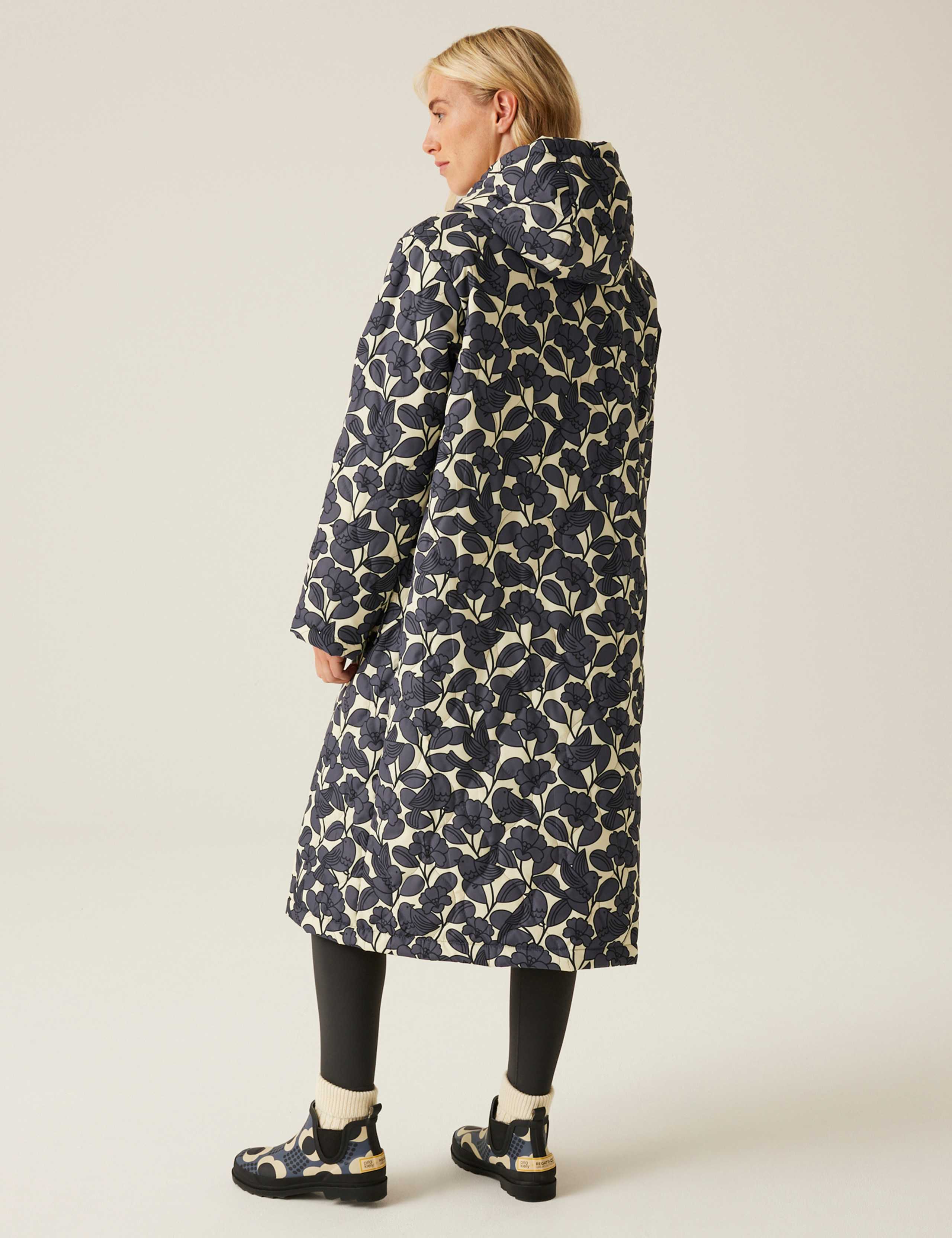 Orla Kiely Quilted Hooded Longline Coat 4 of 6