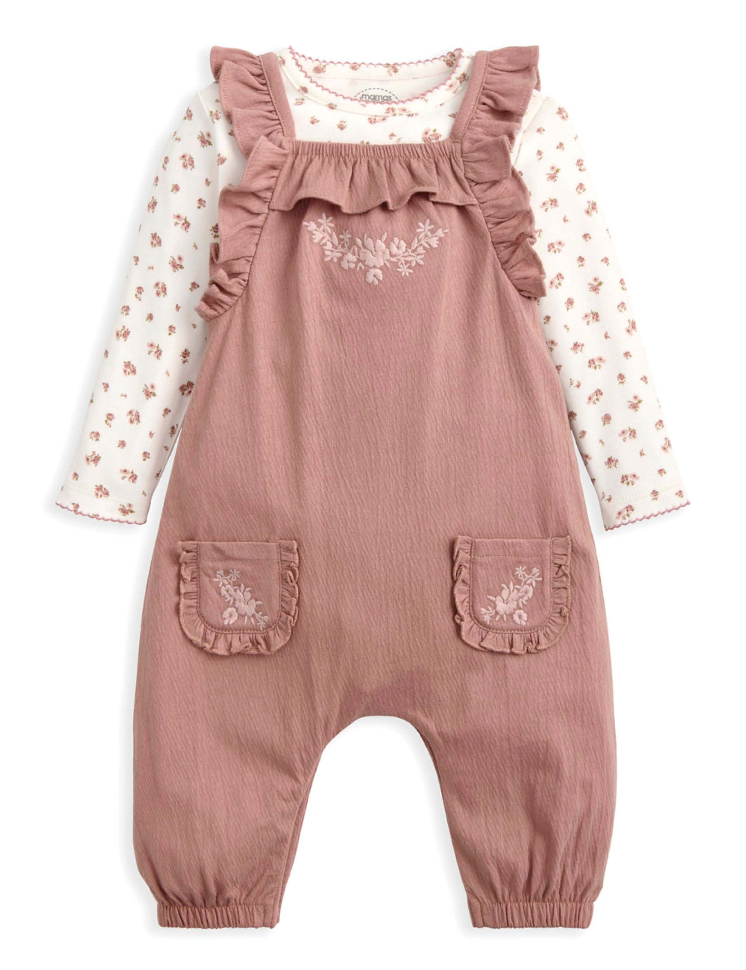 2 Pack Cotton Rich Floral Dungaree Outfit (0-12 Mths) 2 of 5