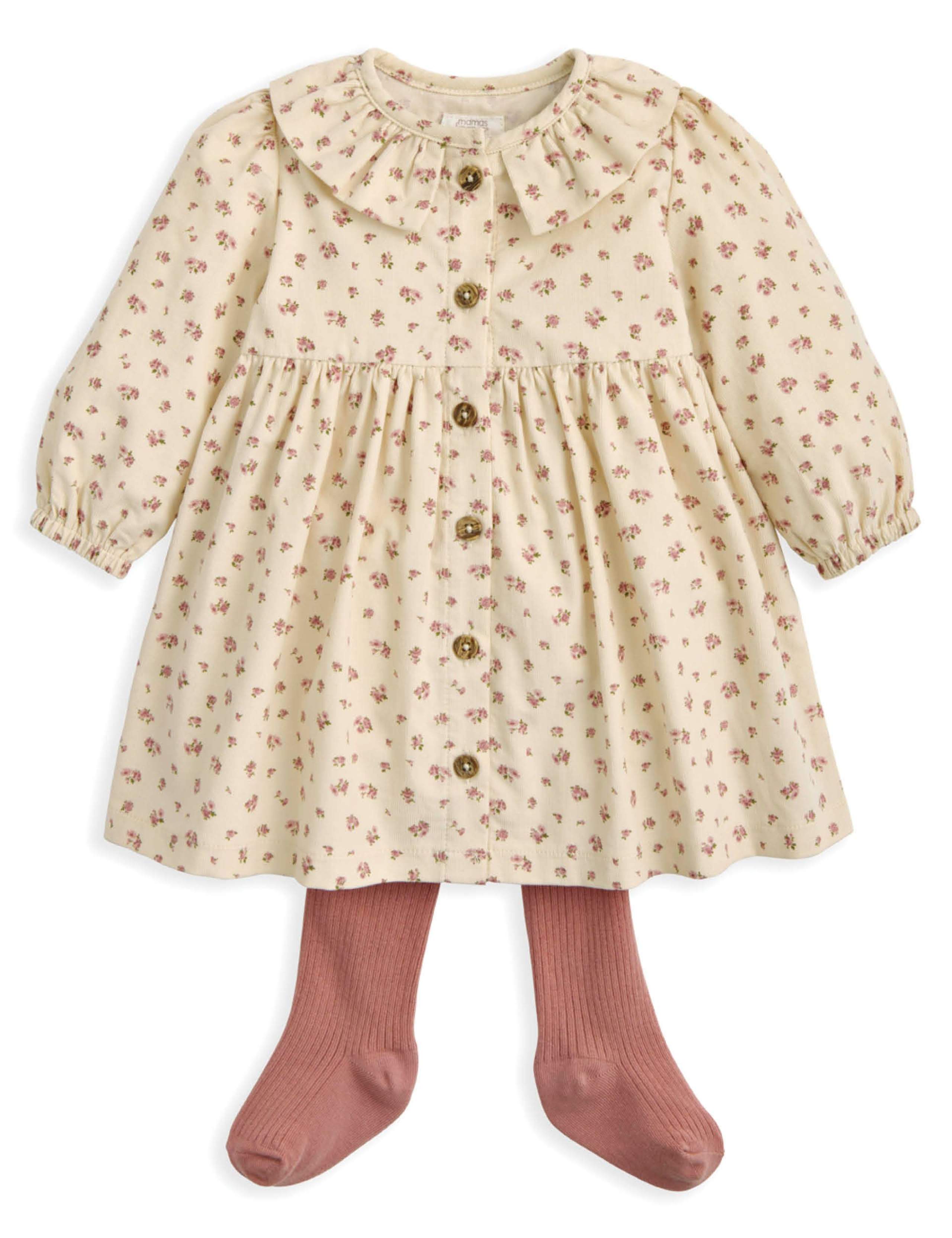 2pc Cotton Rich Floral Dress with Tights (0-12 Mths) 2 of 4