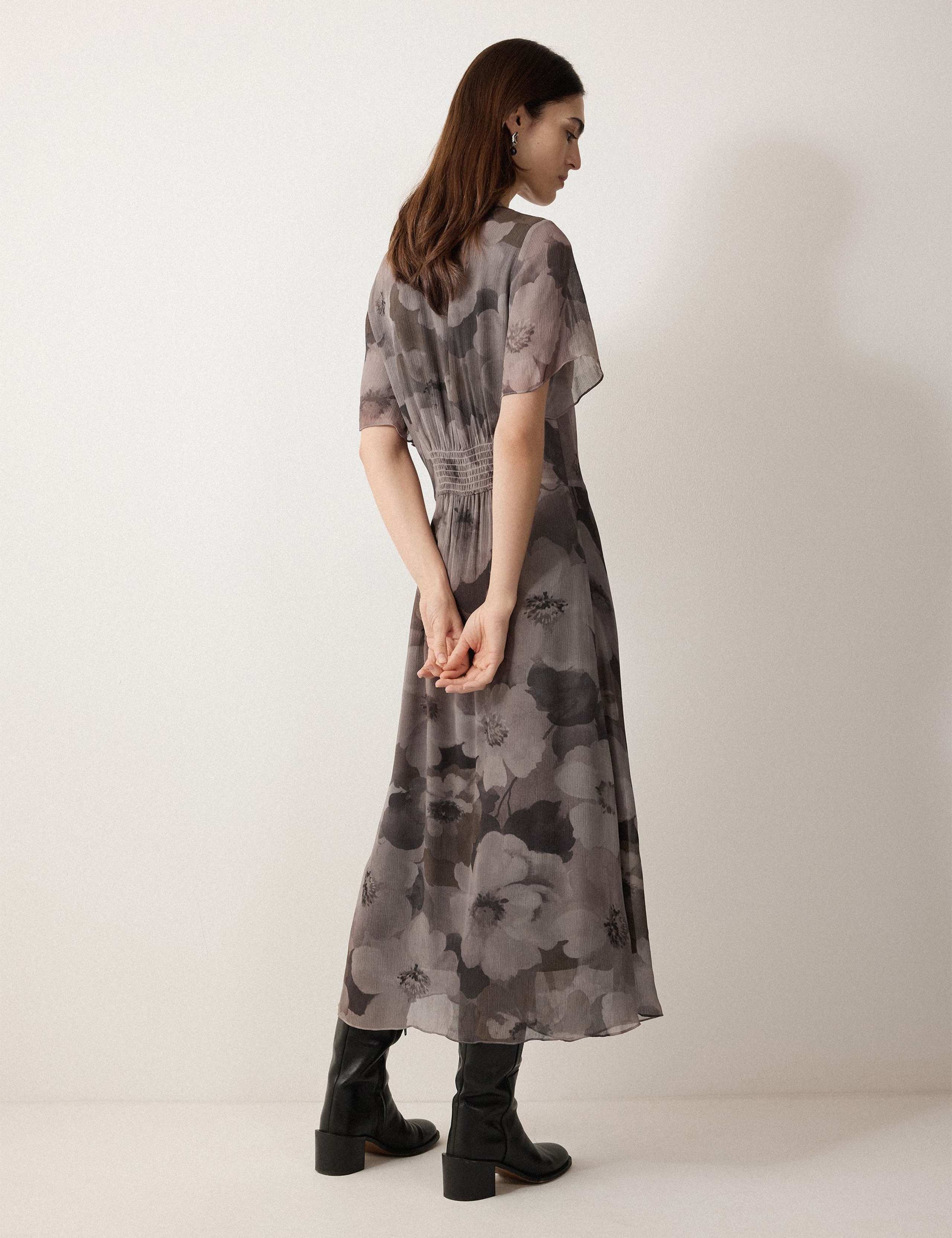 Floral Cowl Neck Midi Shift Dress 4 of 5