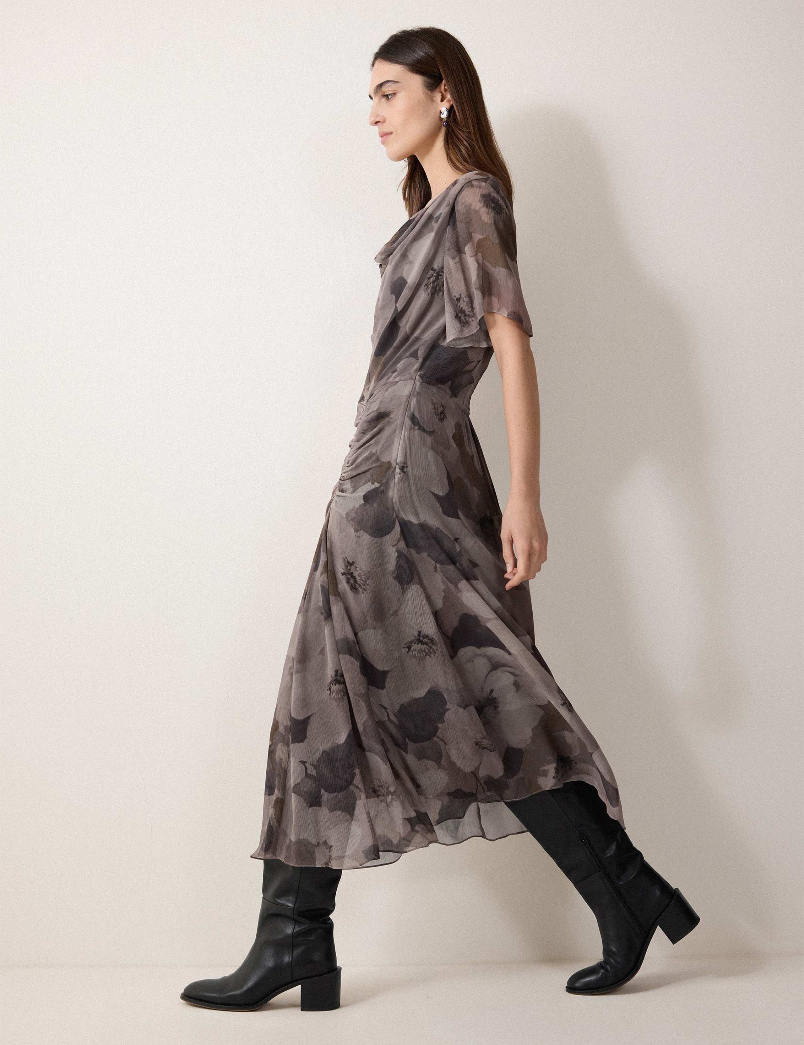 Floral Cowl Neck Midi Shift Dress 5 of 5