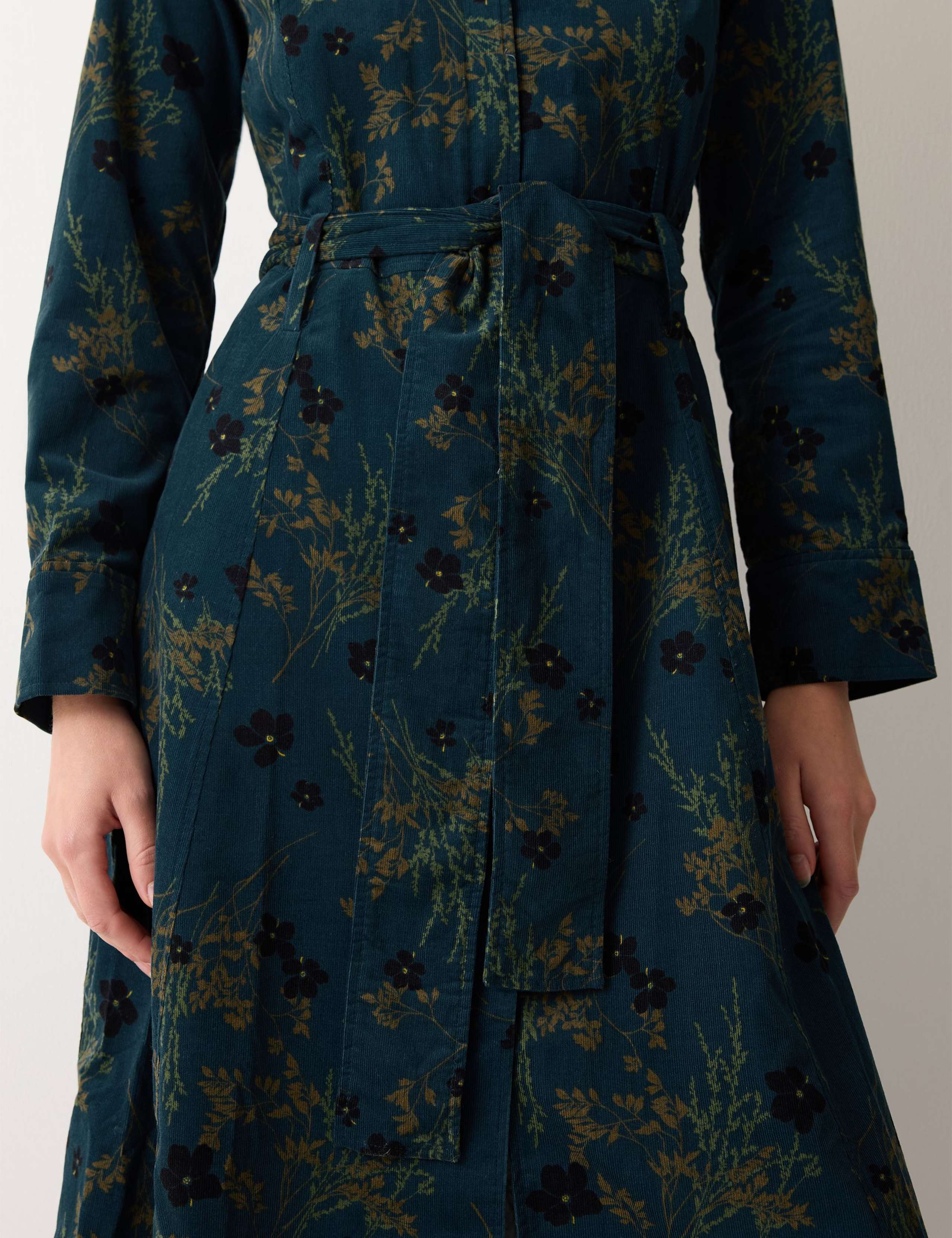 Cord Floral Midi Tailored Dress 2 of 5