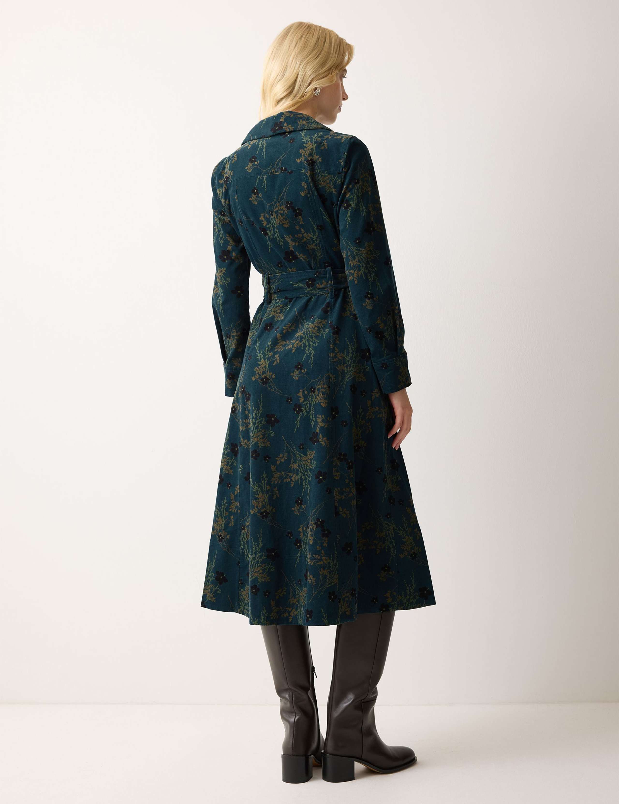 Cord Floral Midi Tailored Dress 3 of 5