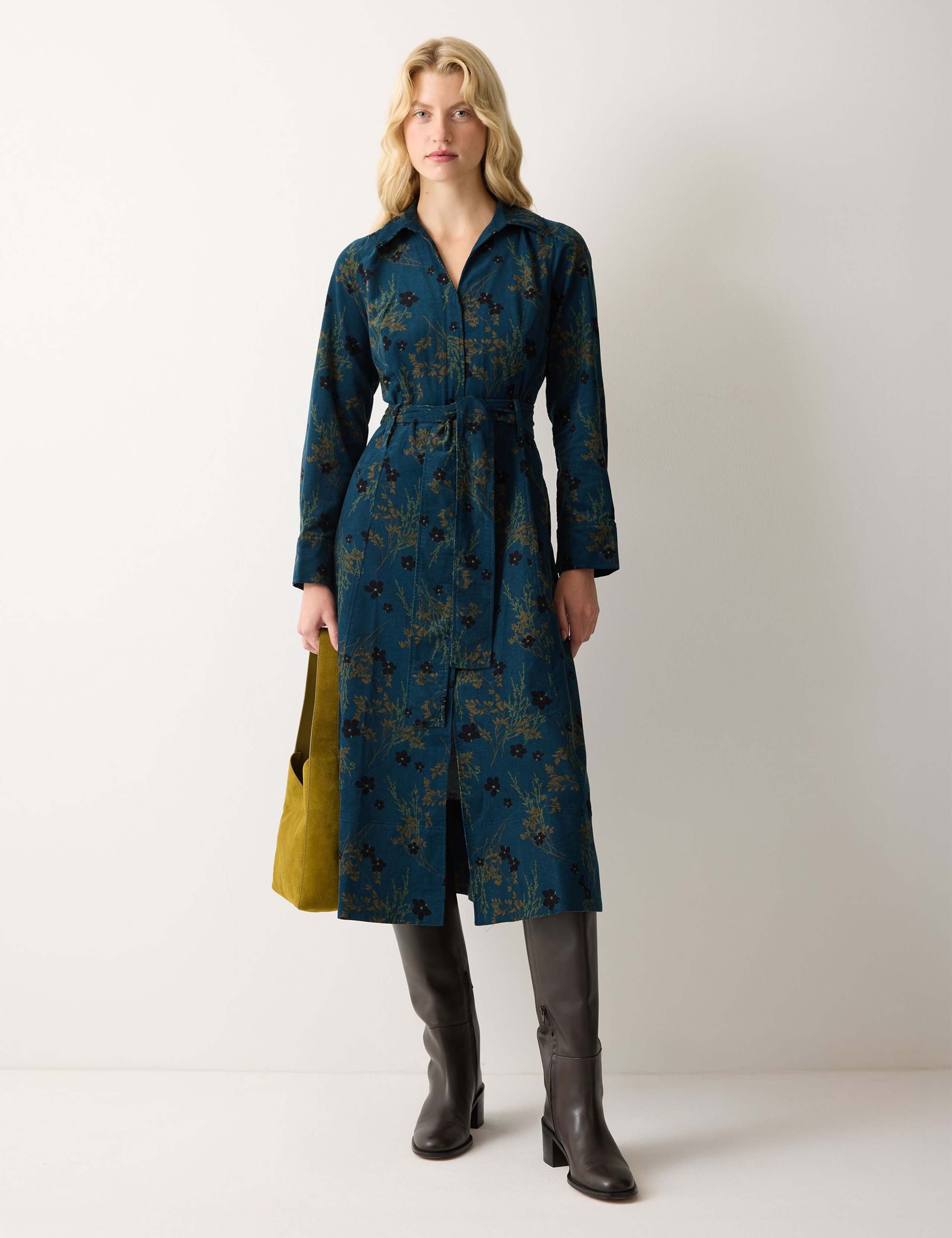 Cord Floral Midi Tailored Dress 4 of 5