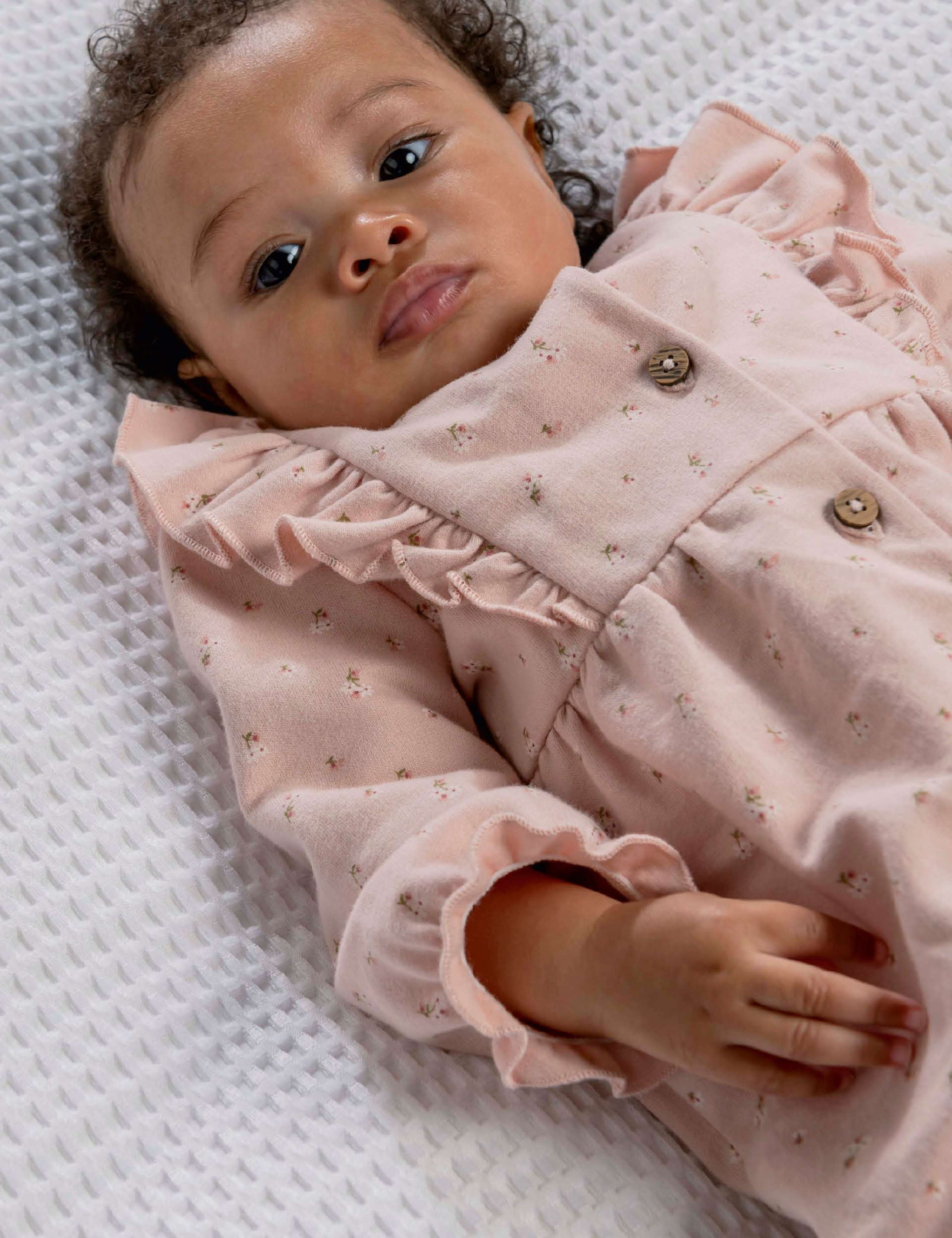 Pure Cotton Floral Romper (0-12 Mths) 4 of 6