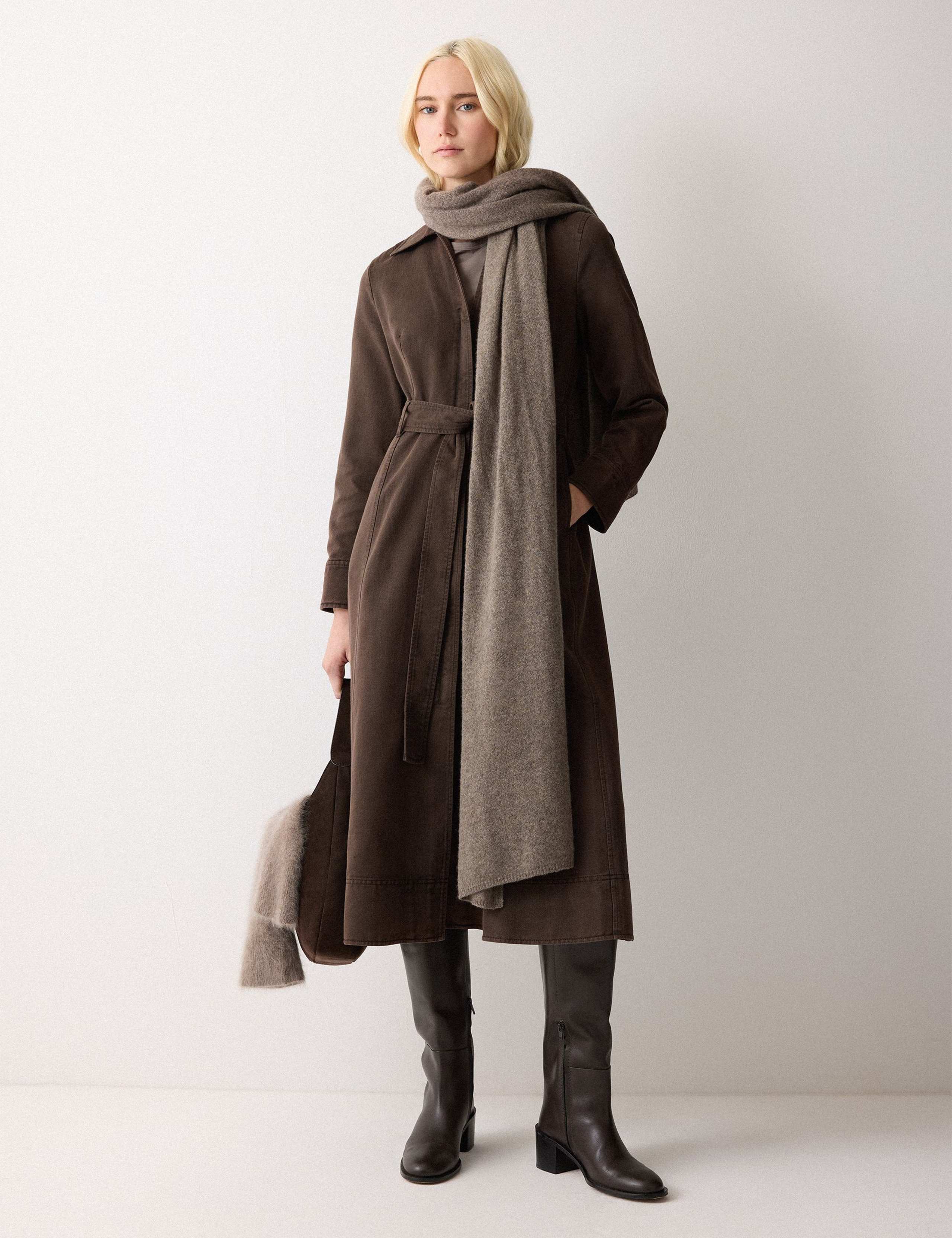 Denim Tie Waist Midi Shirt Dress 3 of 6