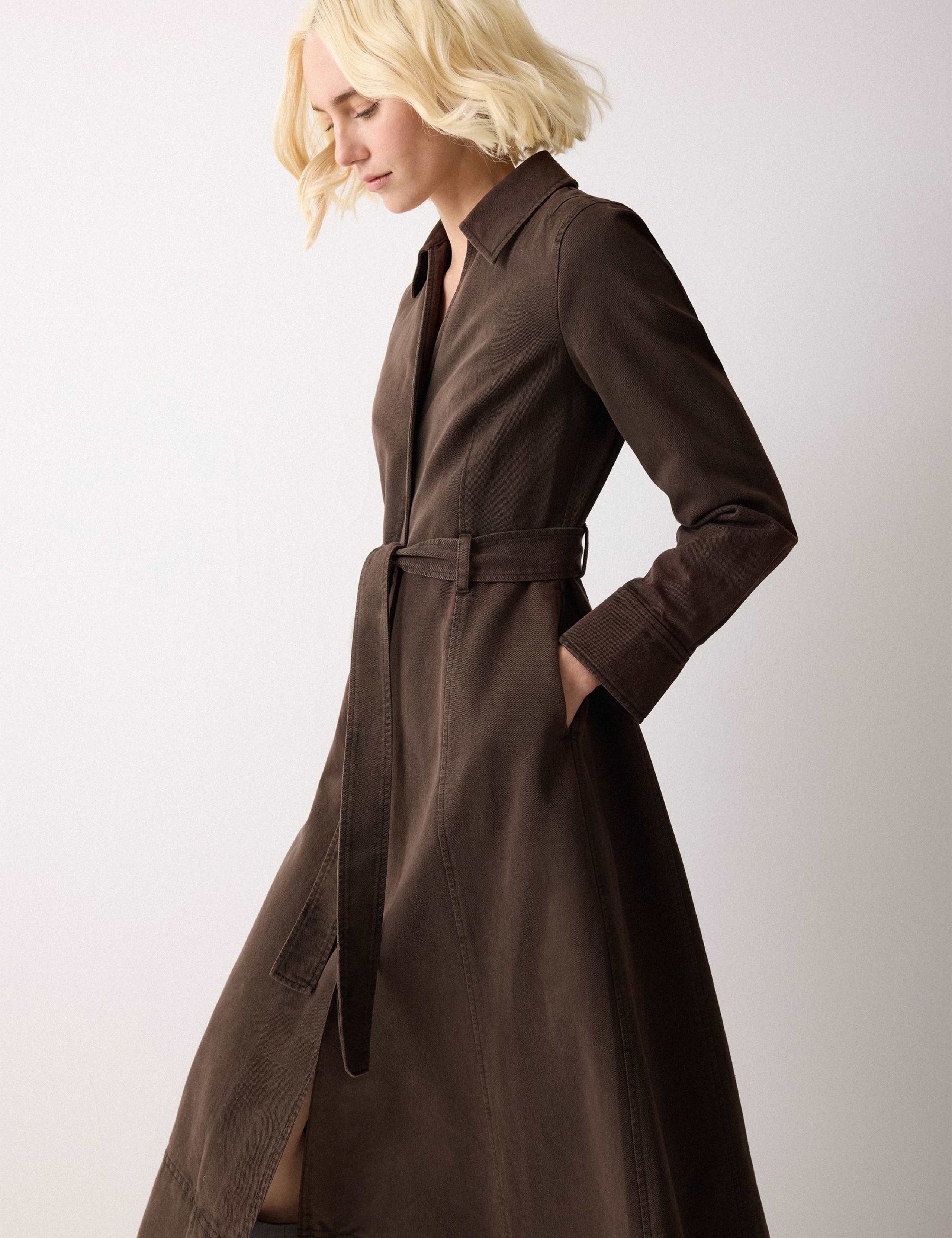 Denim Tie Waist Midi Shirt Dress 5 of 6