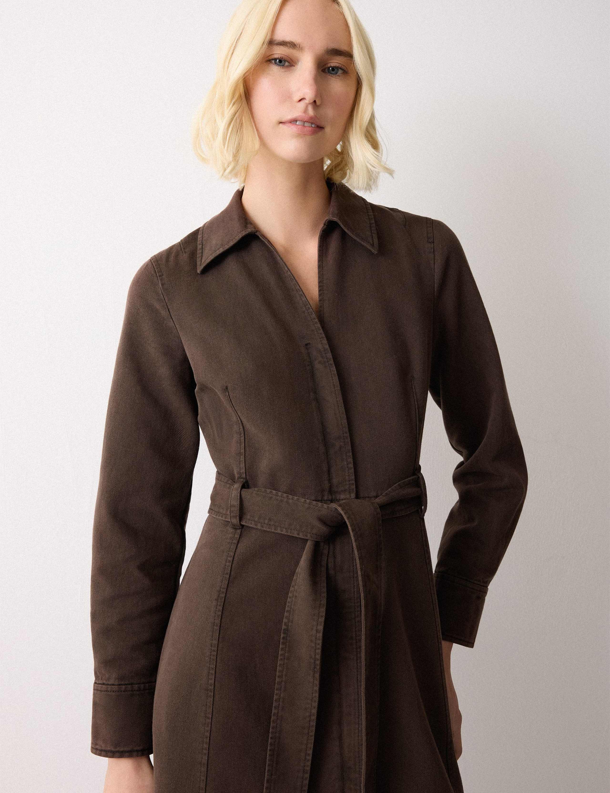 Denim Tie Waist Midi Shirt Dress 6 of 6