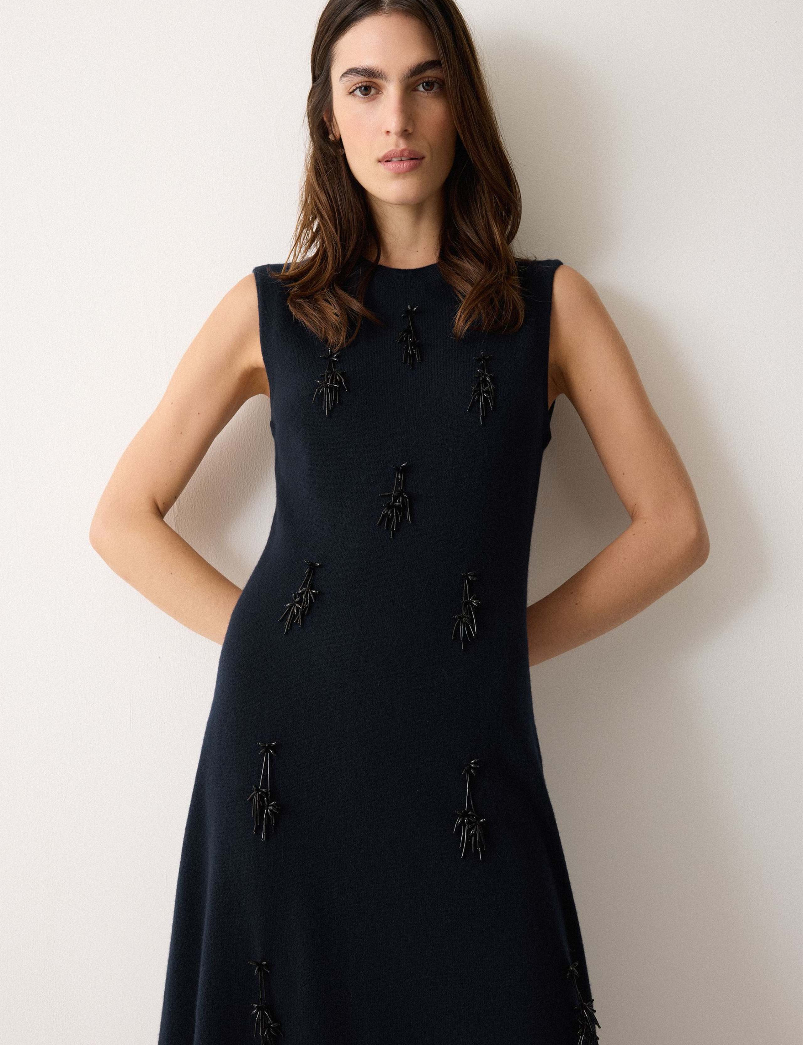 Pure Wool Embellished Knitted Midi Dress 4 of 5