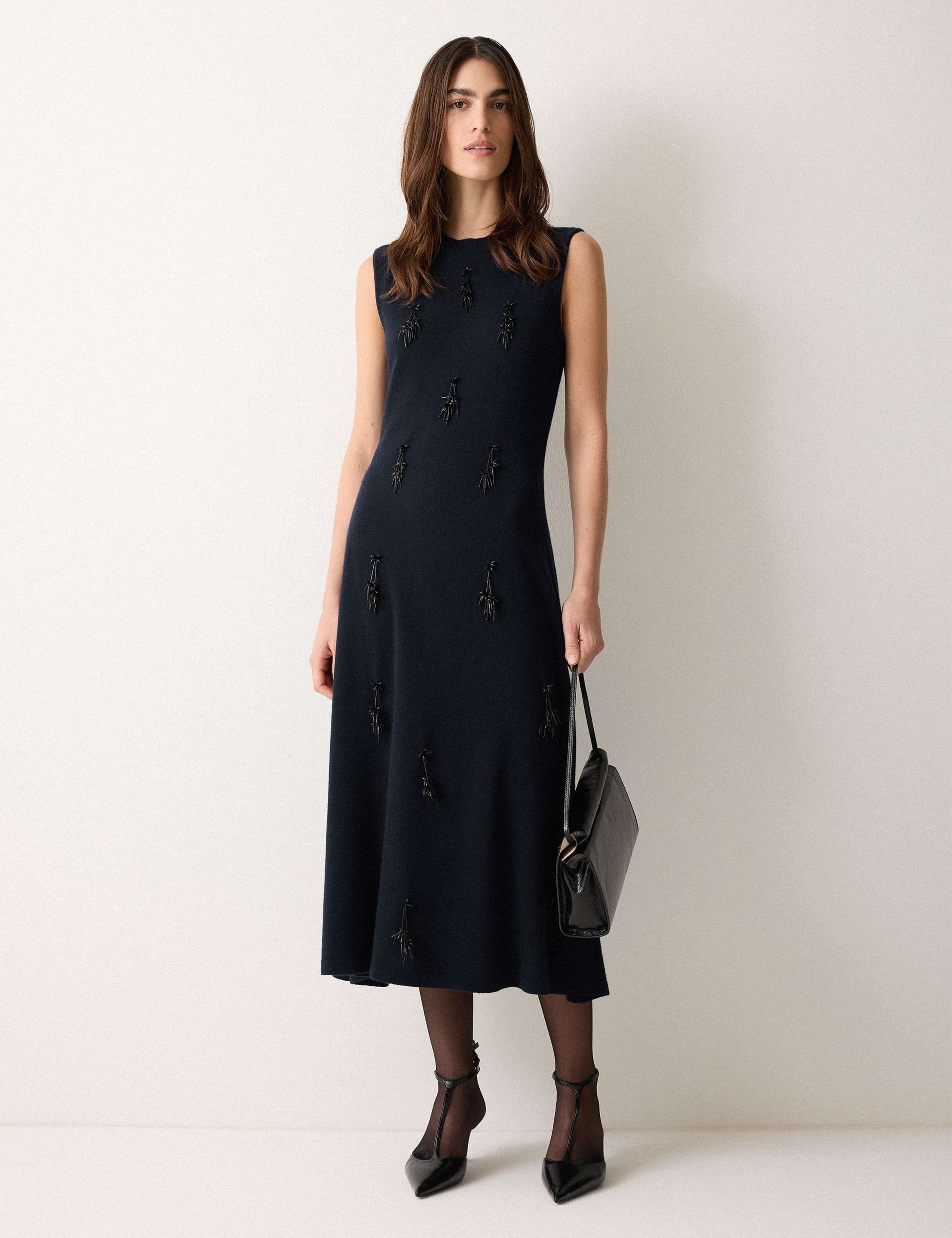 Pure Wool Embellished Knitted Midi Dress 5 of 5