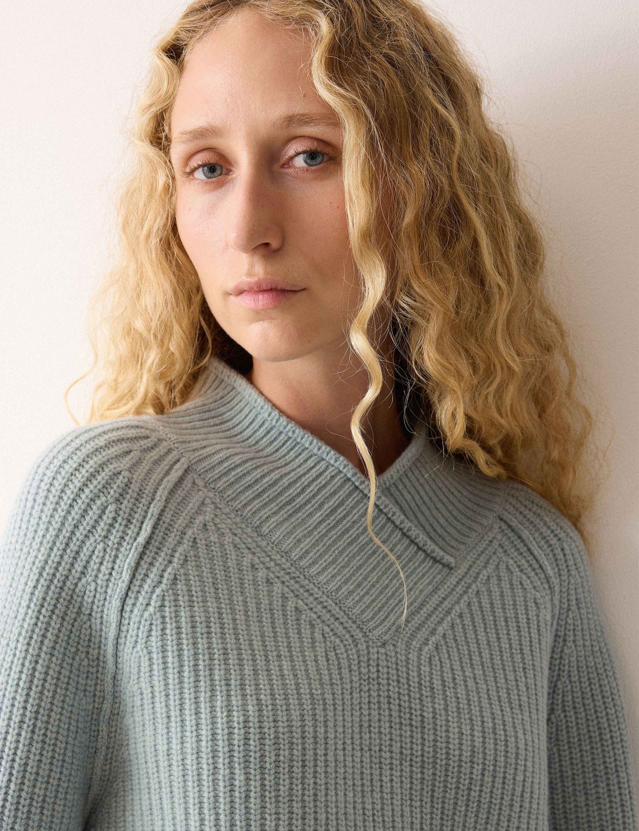 Pure Wool Ribbed V-Neck Cocoon Jumper 5 of 6