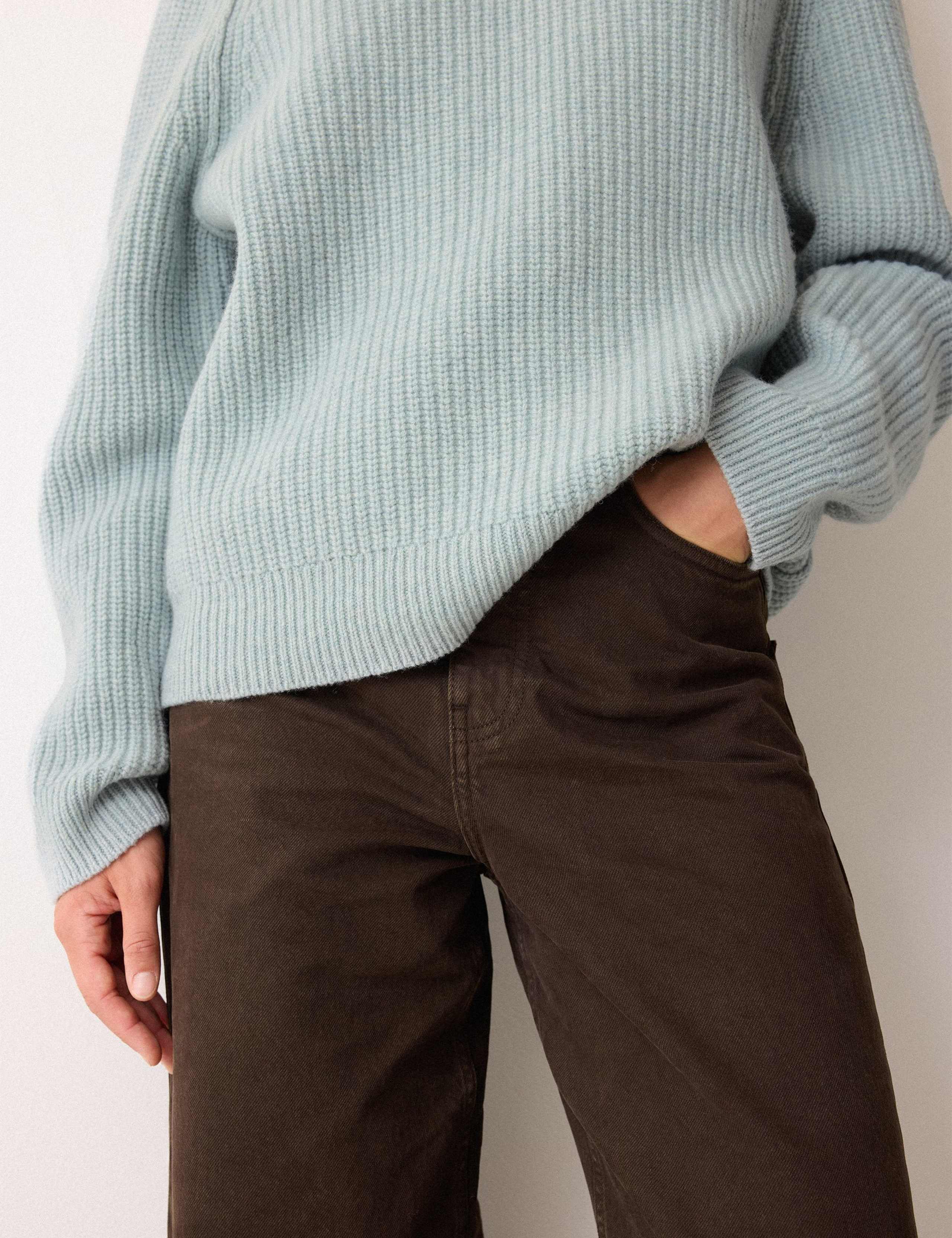 Pure Wool Ribbed V-Neck Cocoon Jumper 6 of 6