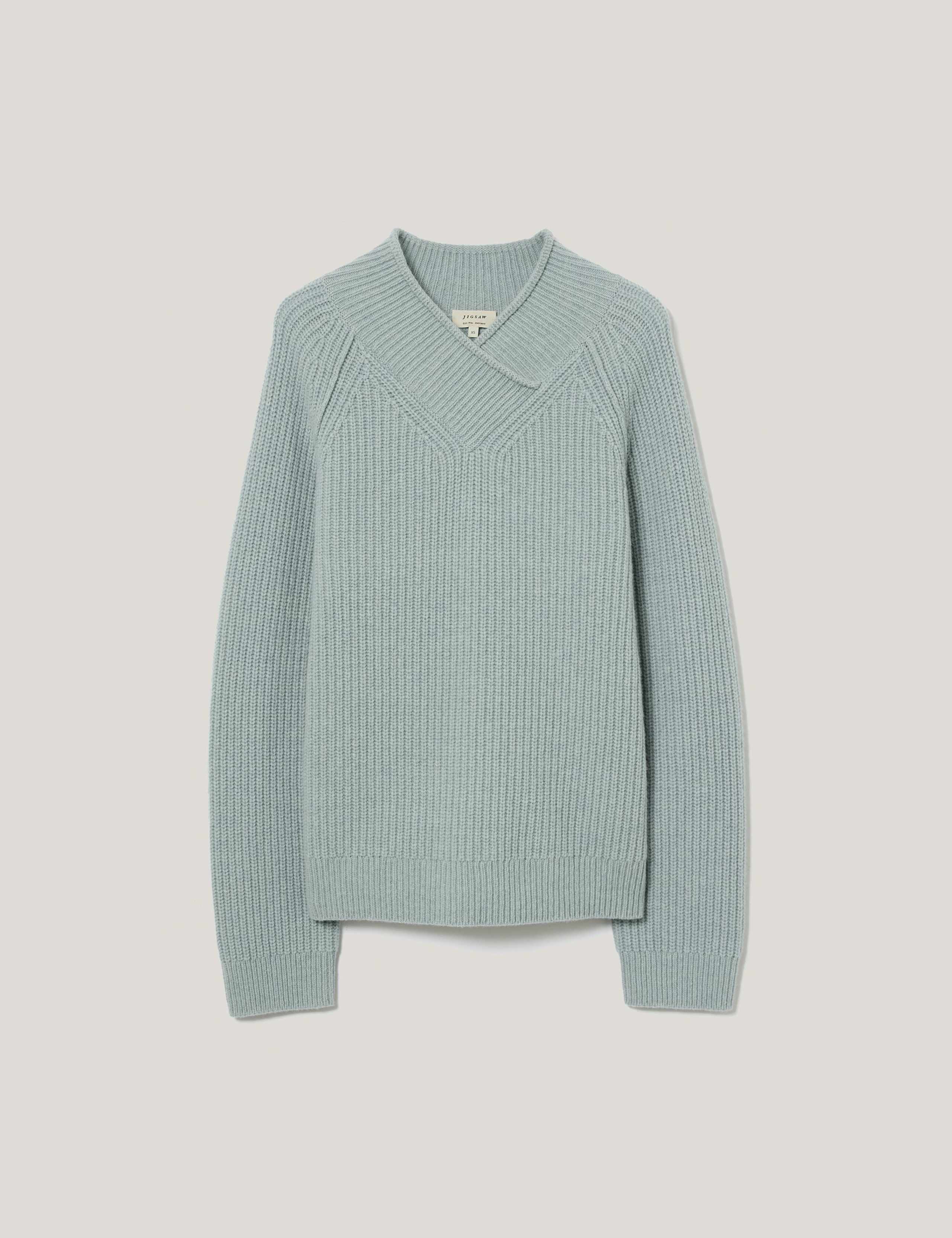 Pure Wool Ribbed V-Neck Cocoon Jumper 2 of 6