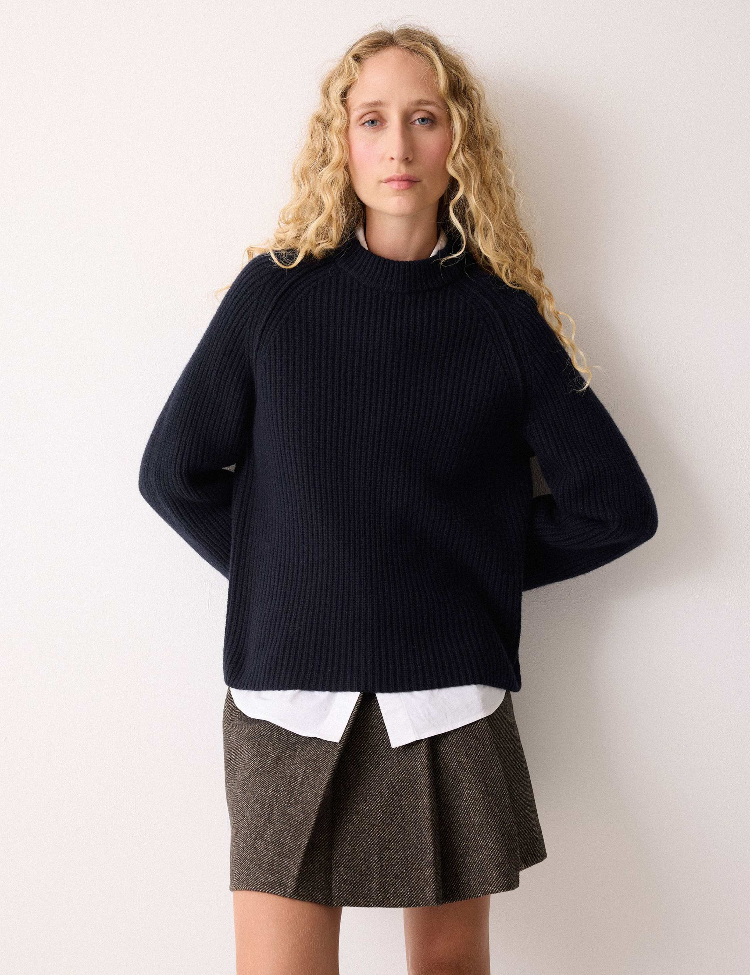 Pure Wool Ribbed Crew Neck Jumper 1 of 5