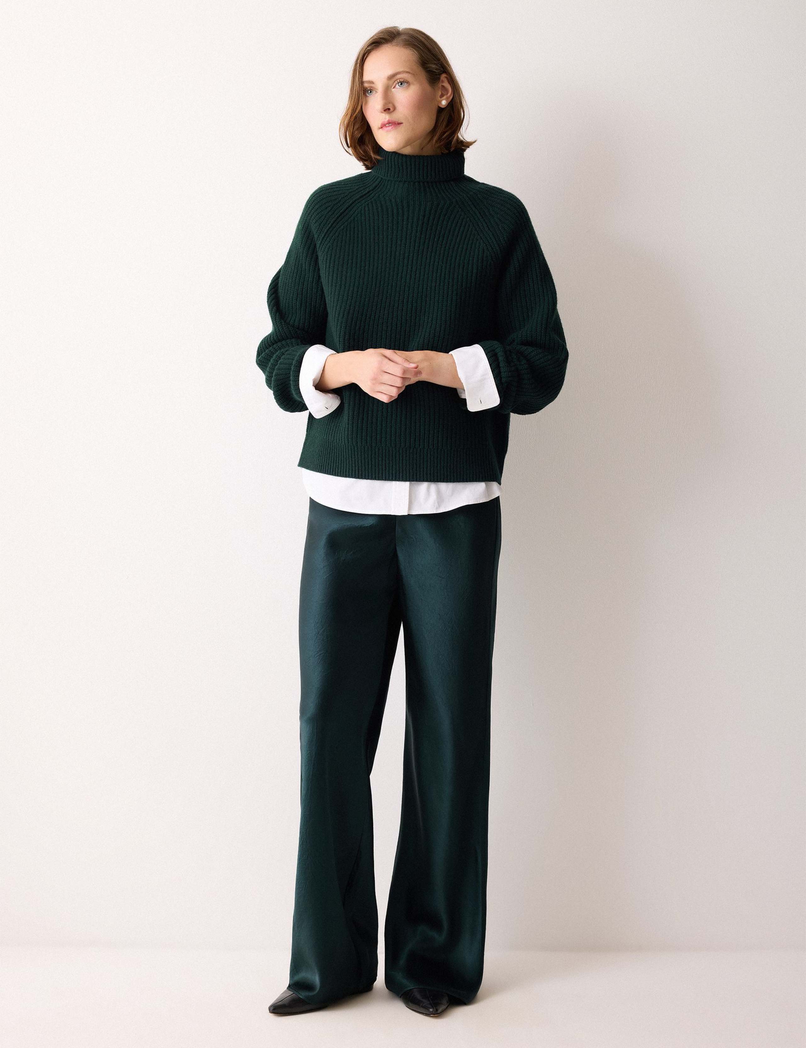 Pure Wool Ribbed Roll Neck Jumper 3 of 6