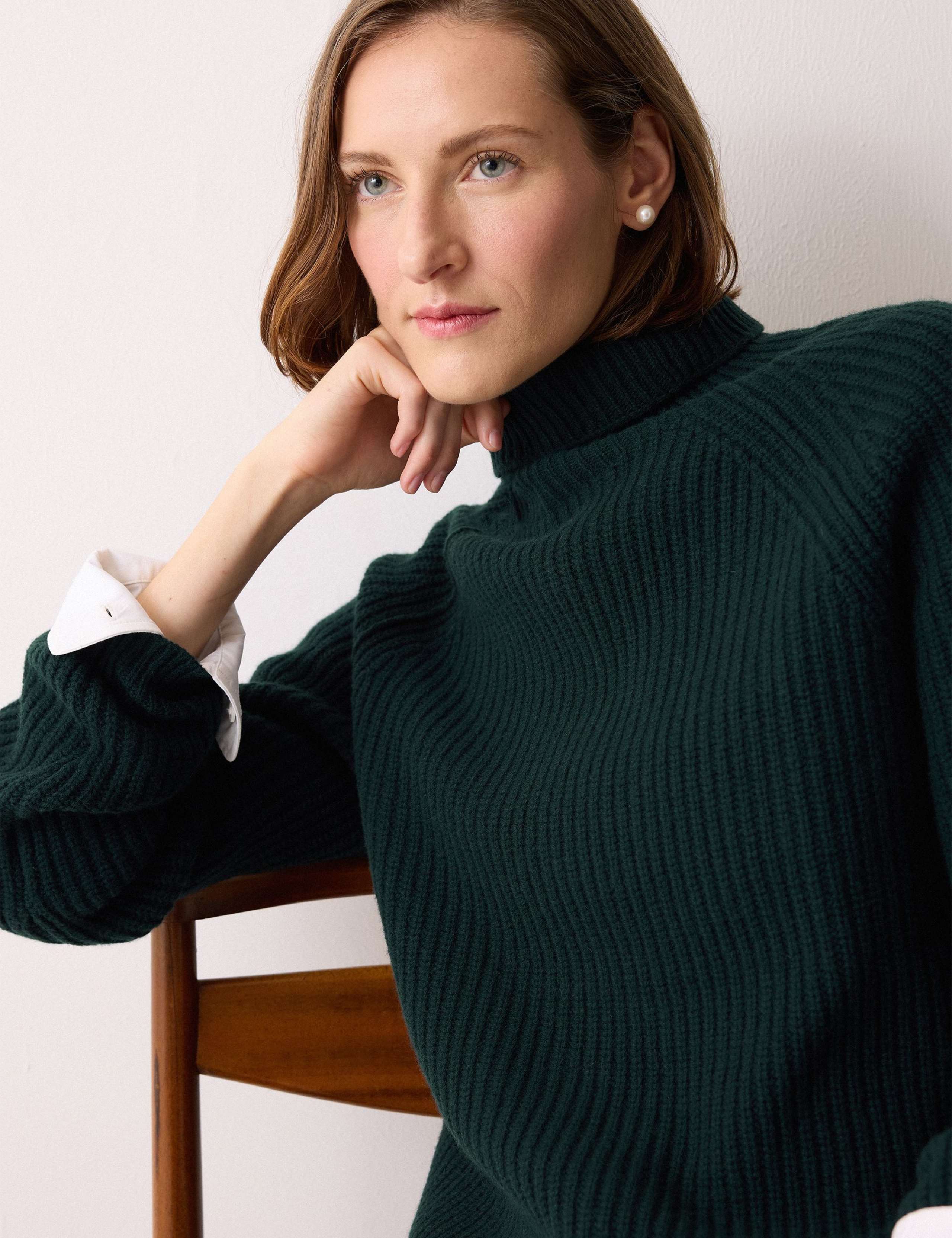 Pure Wool Ribbed Roll Neck Jumper 5 of 6