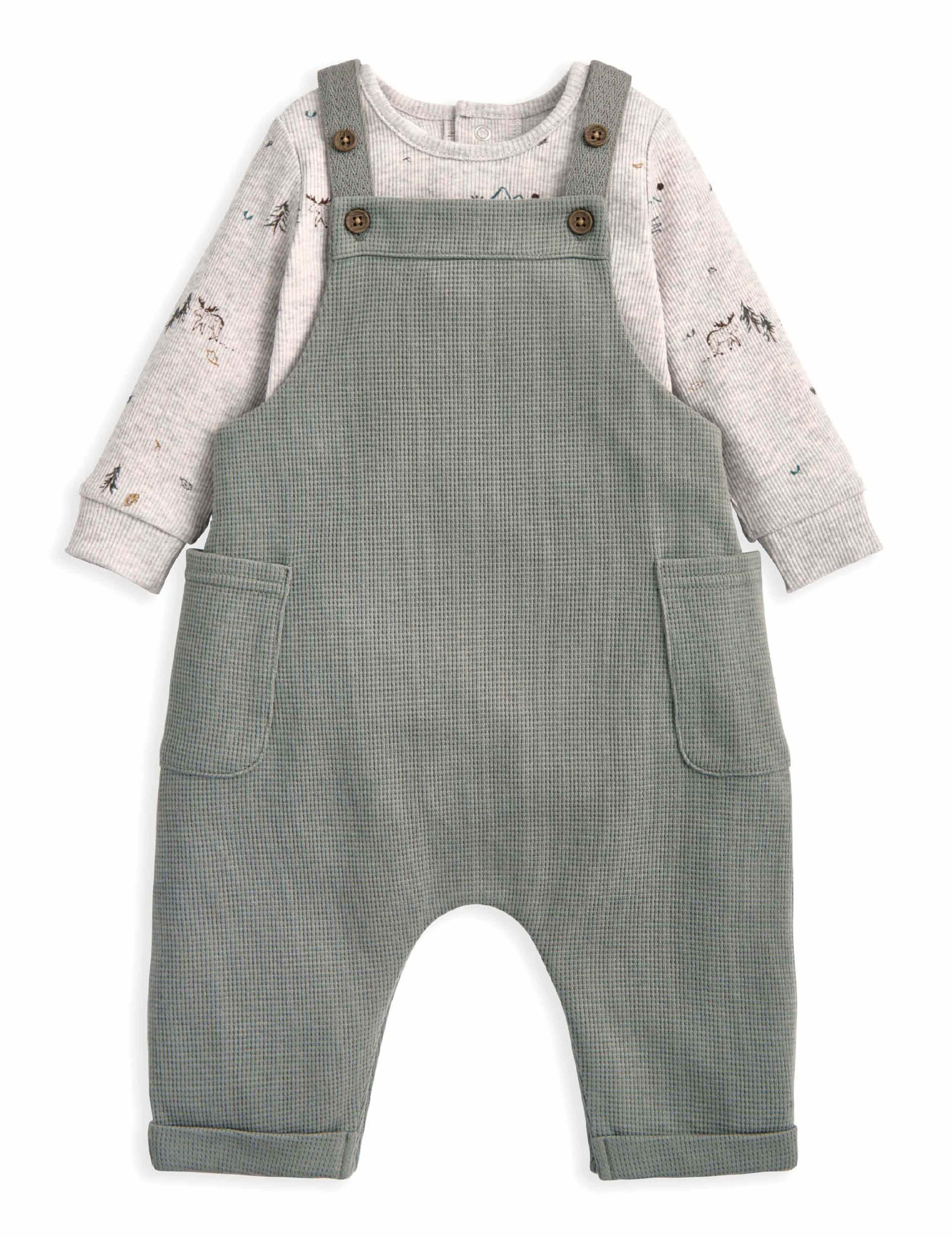 2pc Moose Print Dungarees Outfit (0-3 Yrs) 2 of 4
