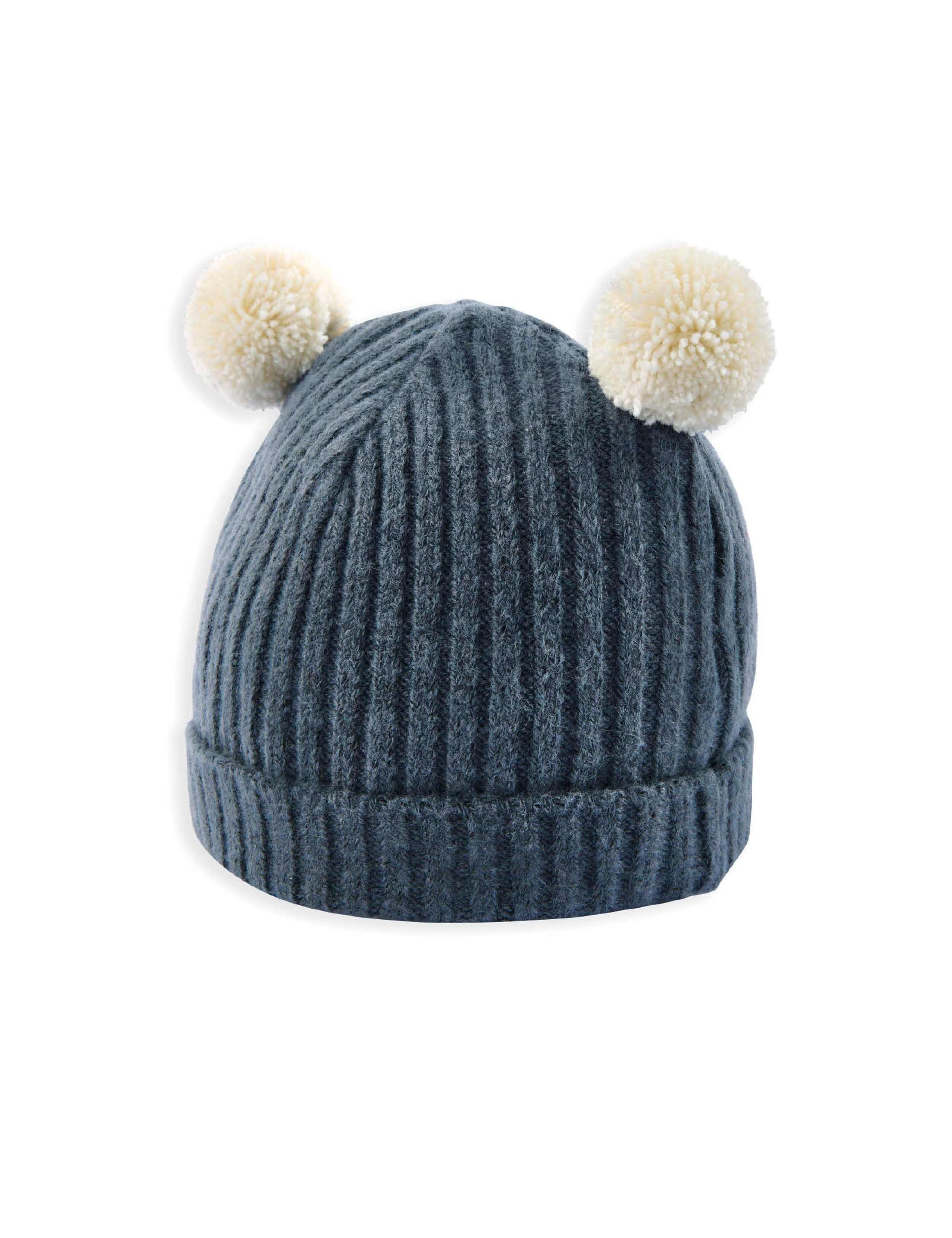 Rib Knit Pom Pom Hat (0-12 Mths) 2 of 2